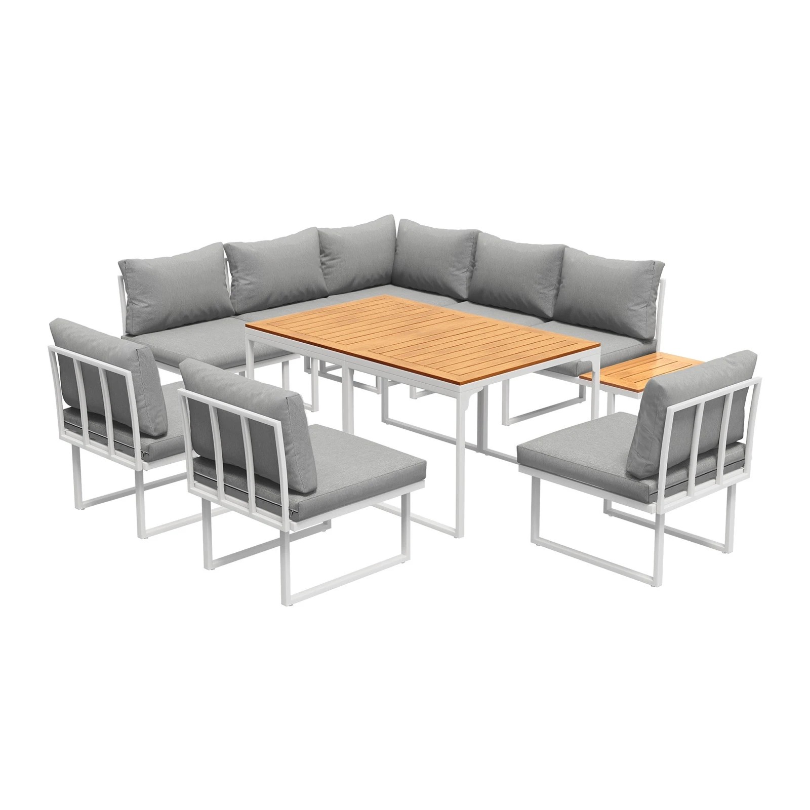 1 Livsip 8 Seater Outdoor Dining Sofa Set Lounge Furniture with Side Table - Multi, 1 of 8