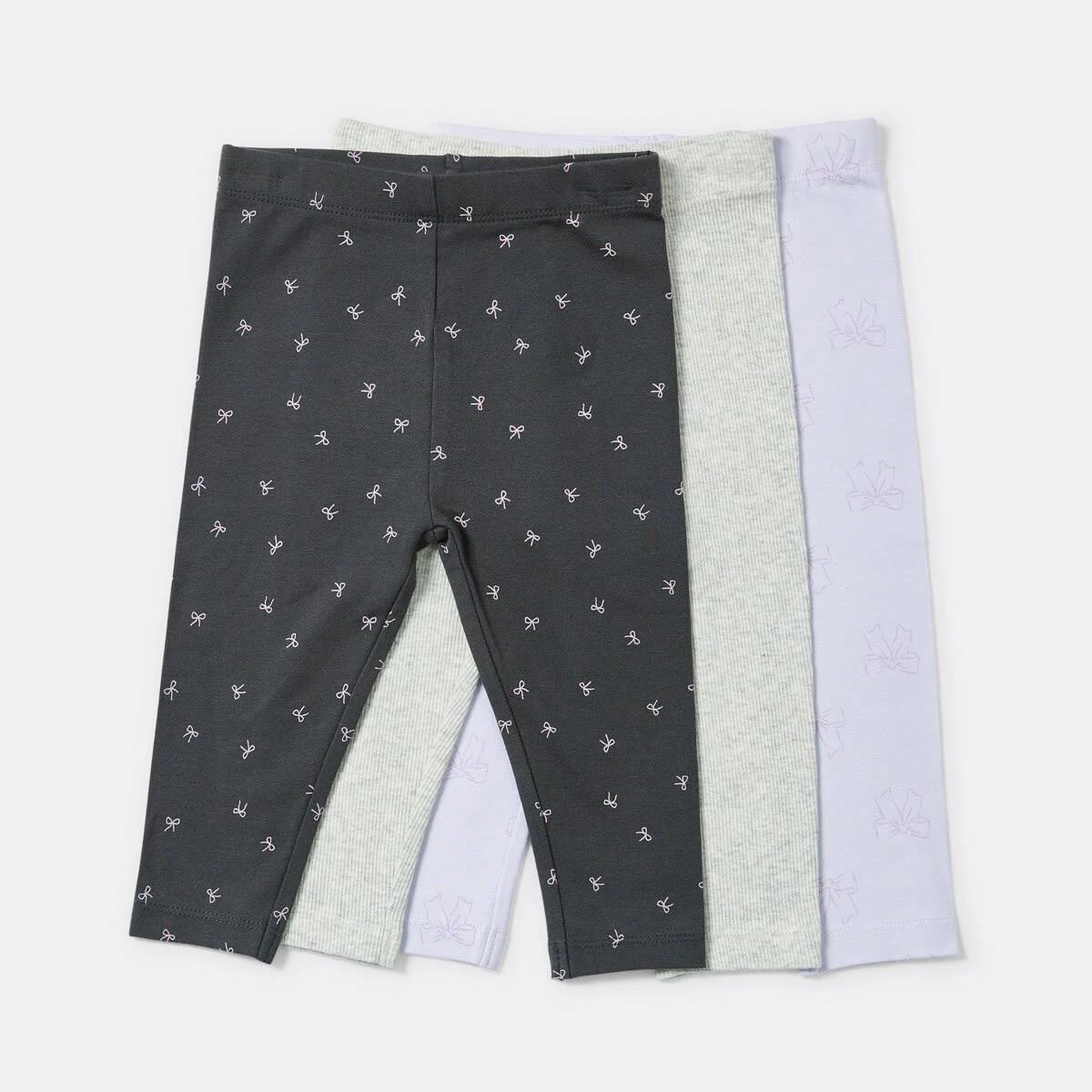 1 3 Pack Print Leggings PURPLE BOWS, 1 of 8