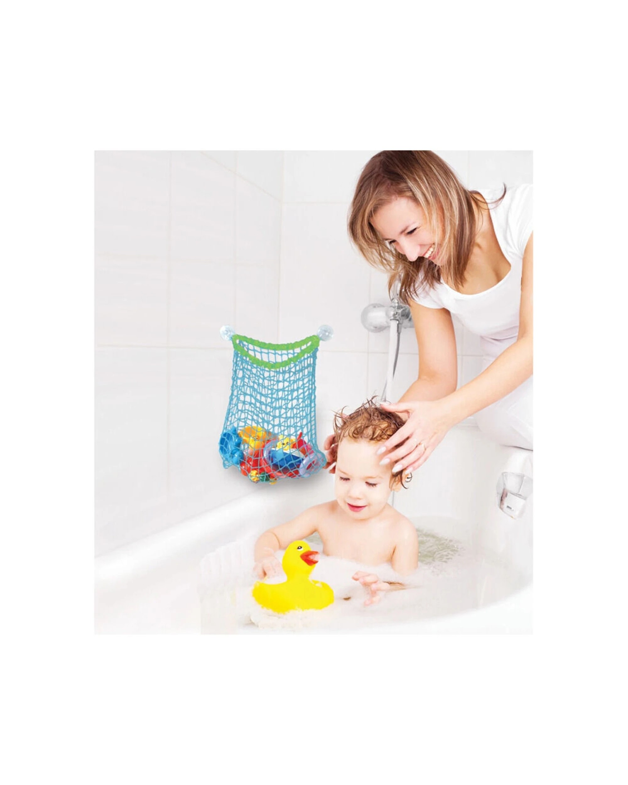2 Dreambaby Bath Toy Bag Kids Bathroom Organiser Durable Netting Suction Caps - Blue, 2 of 5