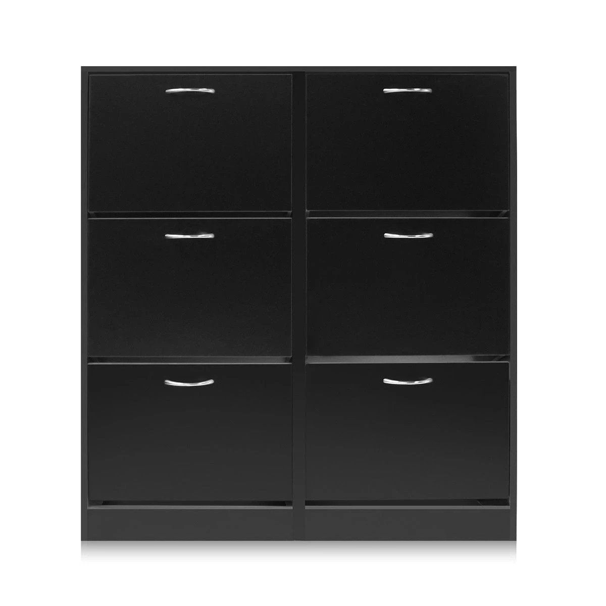 5 Ausway Wood Shoe Cabinet 54 Pairs Shoe Rack Black with 6 Compartments, 5 of 5