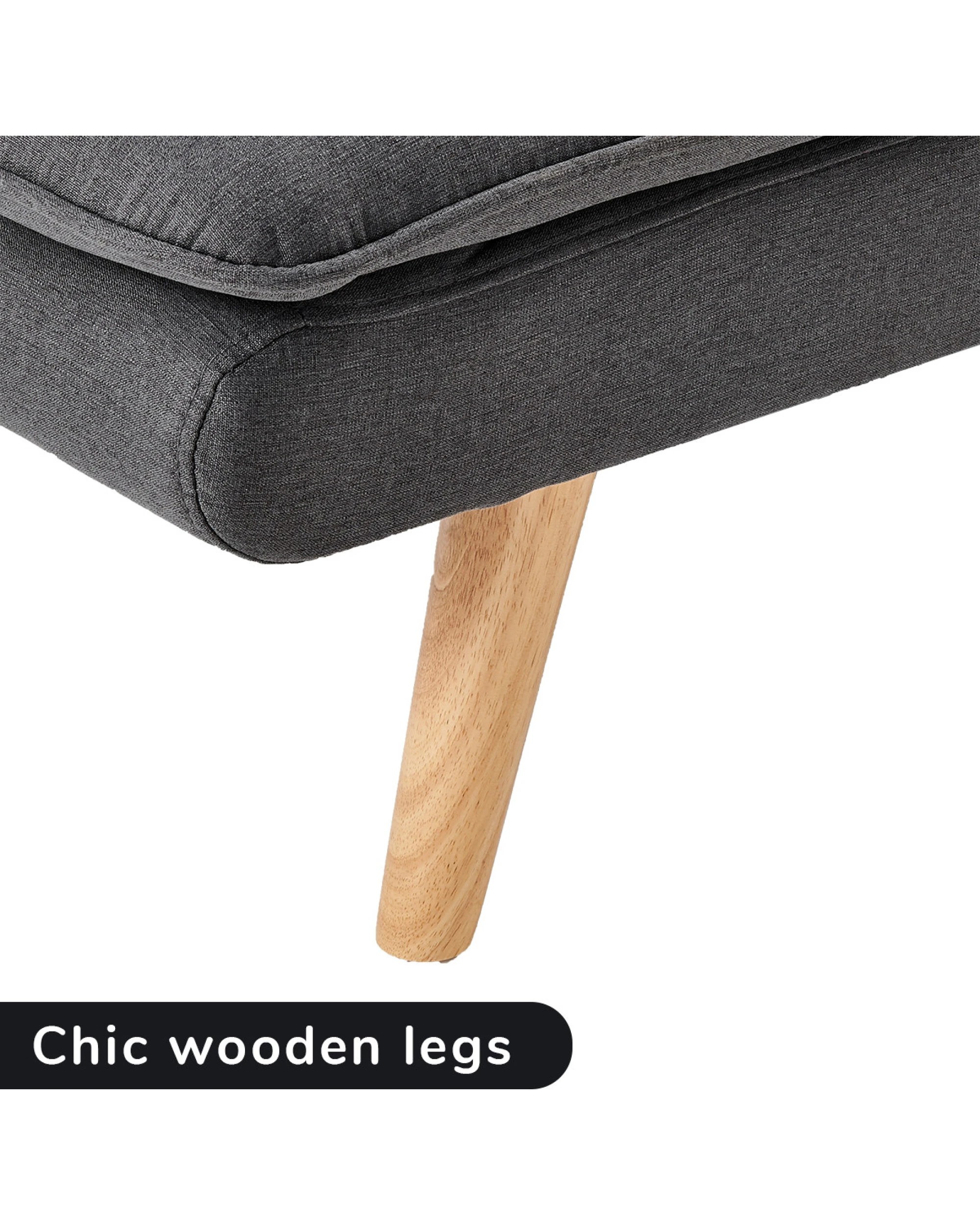 10 Sarantino 3 Seater Linen Sofa Bed Couch Lounge Futon - Dark Grey, 10 of 10