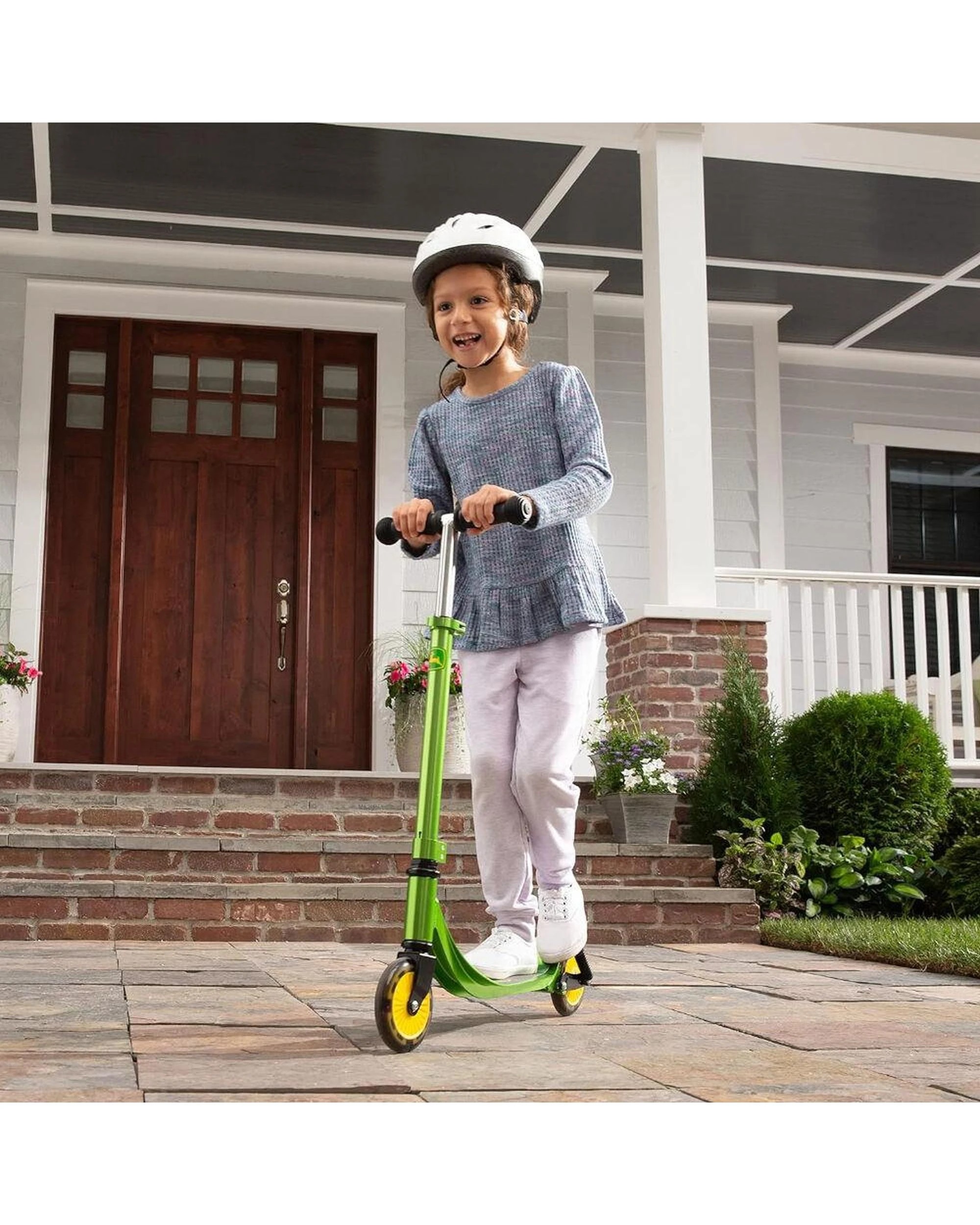 6 John Deere Kids Adjustable Push  Kick Ride On Scooter w Light Up Wheels 5y, 6 of 7