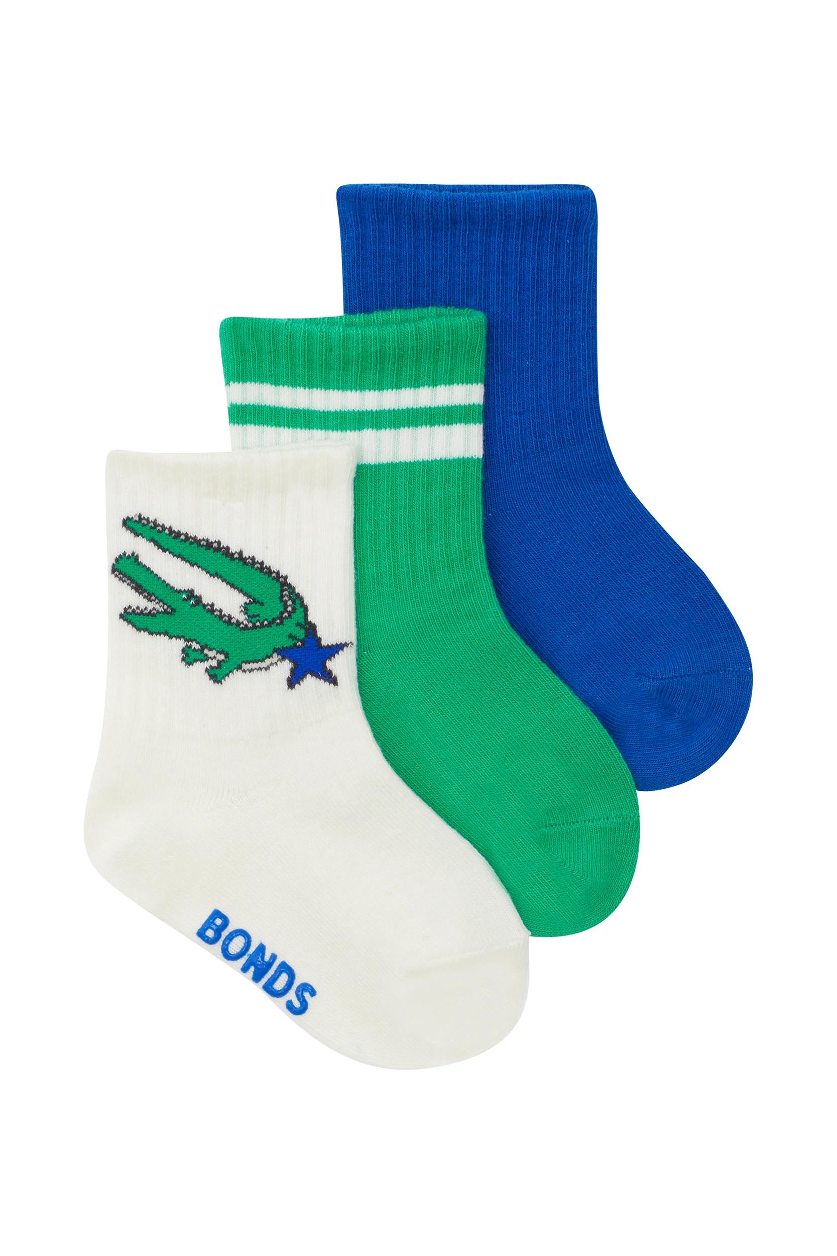 1 Bonds Baby 3 Pack Pattern Rib Crew Socks MULTI, 1 of 8
