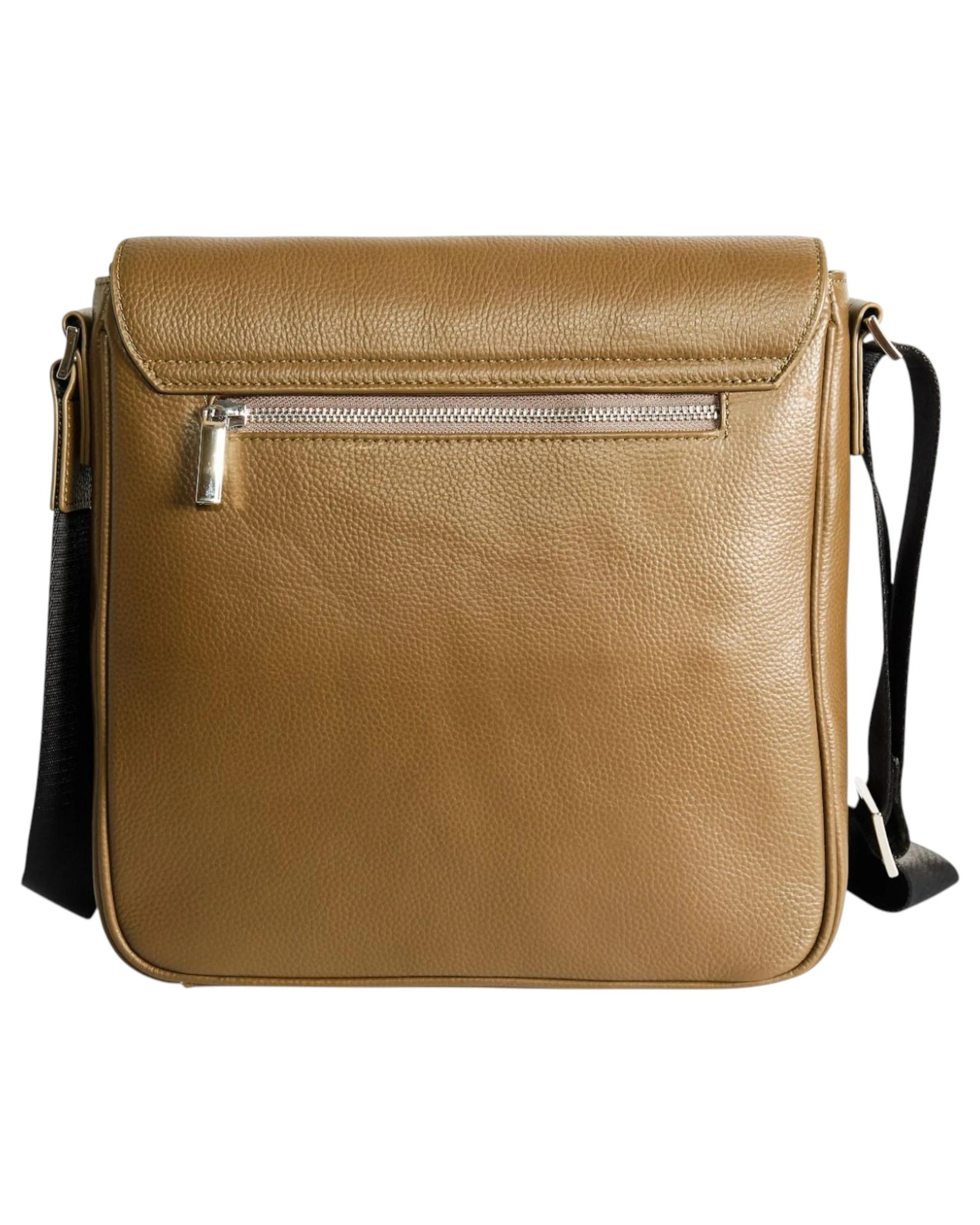 2 VKY Unisex Mateo Leather Messenger Shoulder Bag Handbag TAUPE, 2 of 3