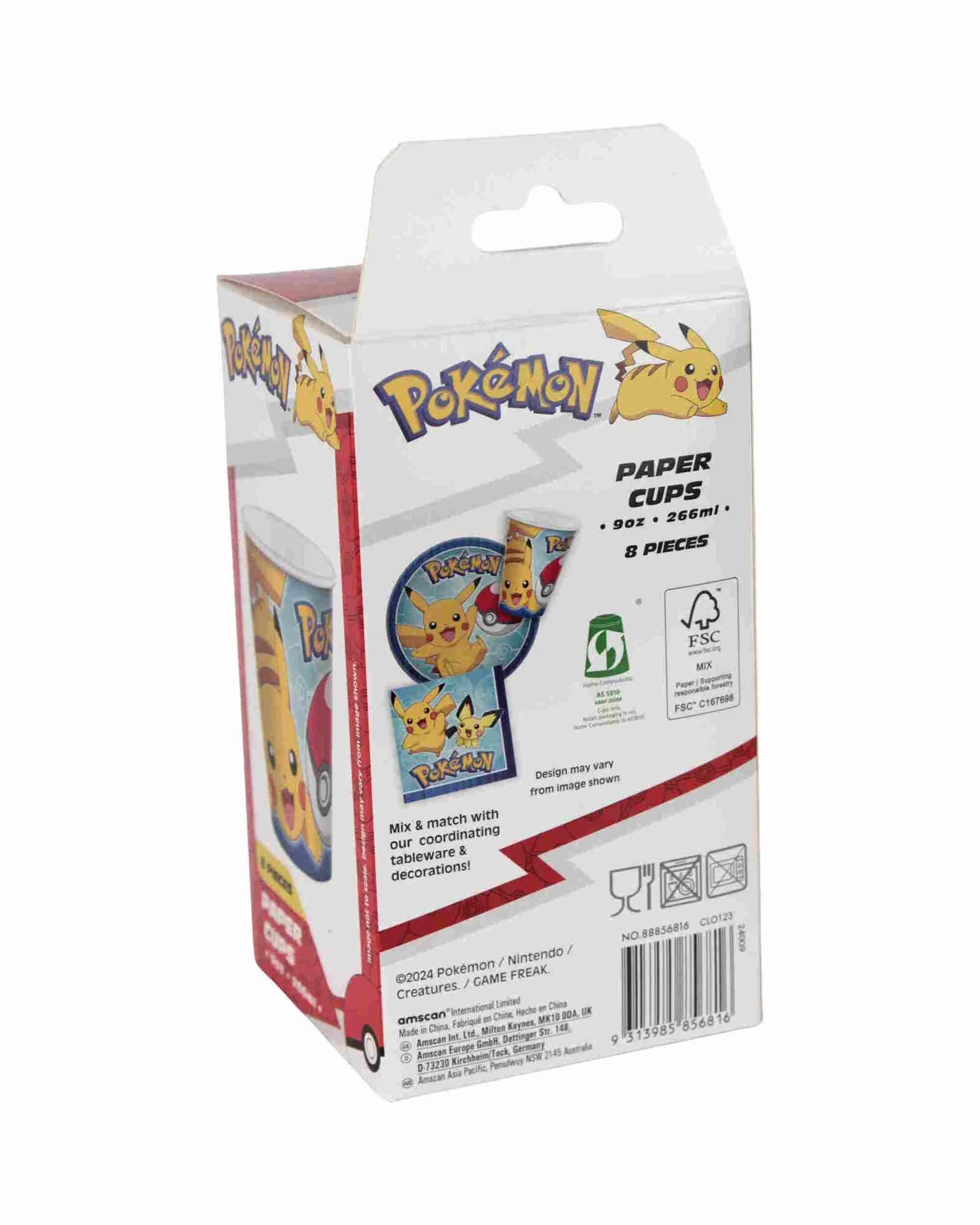 3 Pokemon Pokemon Core Paper Cups Pack of 8, 3 of 3