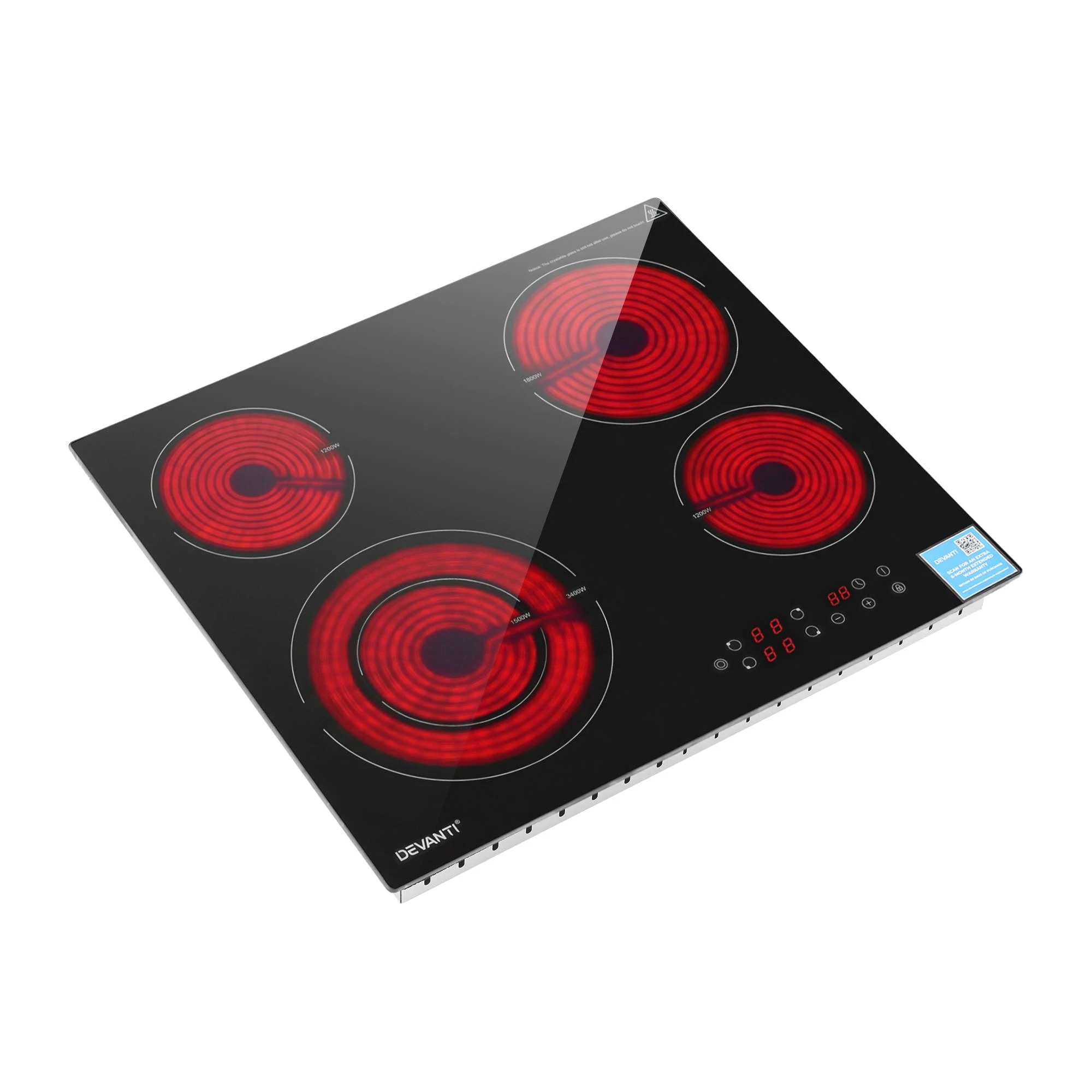 1 Devanti Electric Ceramic Cooktop Dual Zone Touch Control Black - Black, 1 of 8