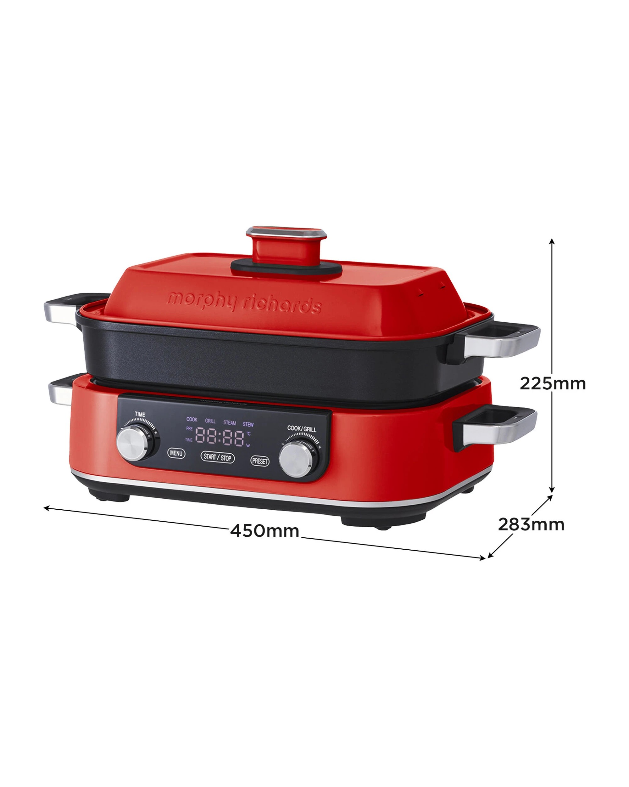 3 Morphy Richards 3l Non-stick Multifunction Electric Cooker Pan In Red, 3 of 8