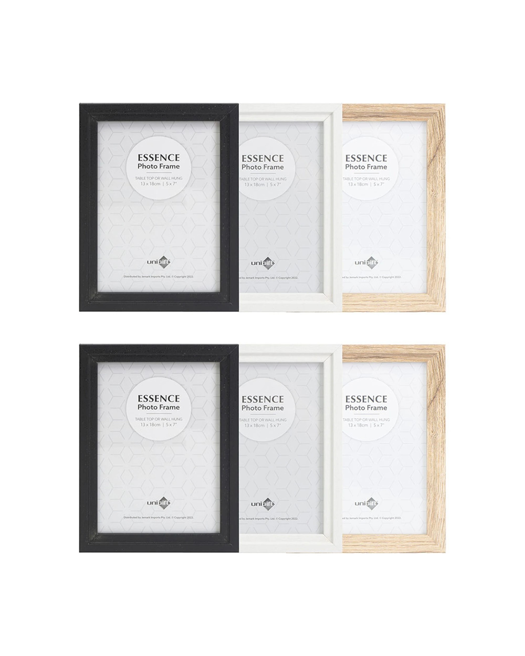 1 Unigift 6pk Essence MDF Glass Picture Frame Pack Home Decor 13x18cm - Multi, 1 of 3