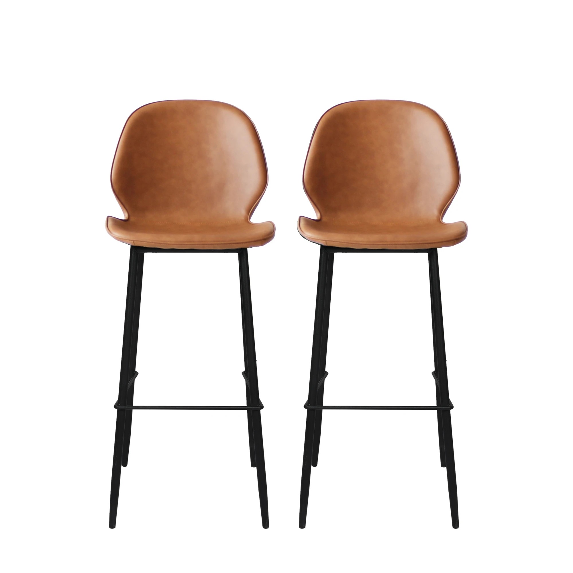 2 Levede 2x Leather Bar Stool - Brown, 2 of 6