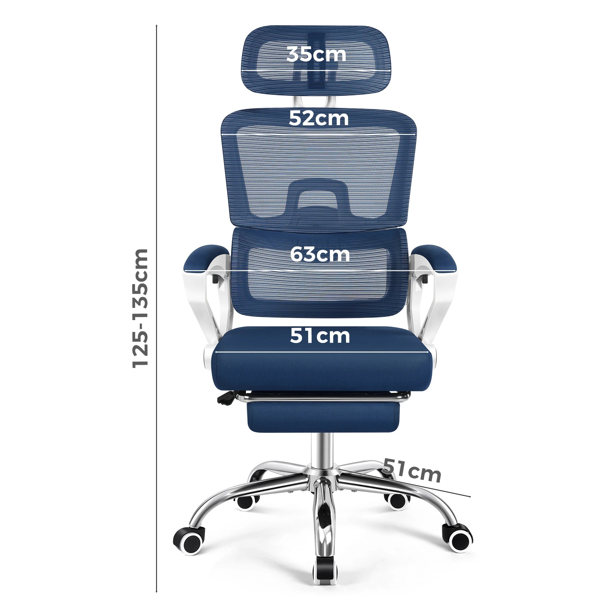 8 Alfordson Mesh Office Chair Racing Ergonomic Executive Computer Recliner Work - White Blue, 8 of 10