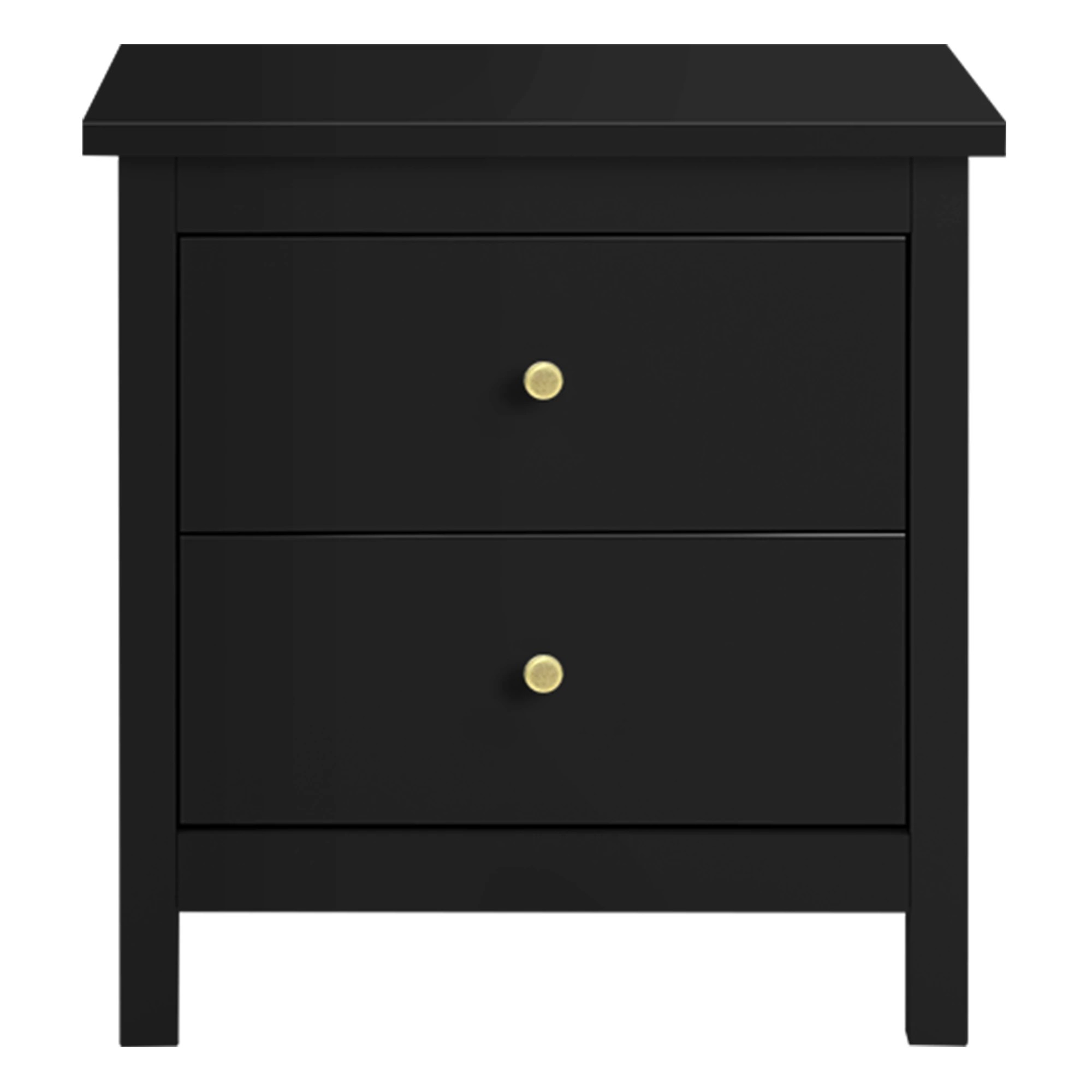 2 Alfordson Bedside Table Hamptons Nightstand Storage Side End 2 Drawers - Black, 2 of 10