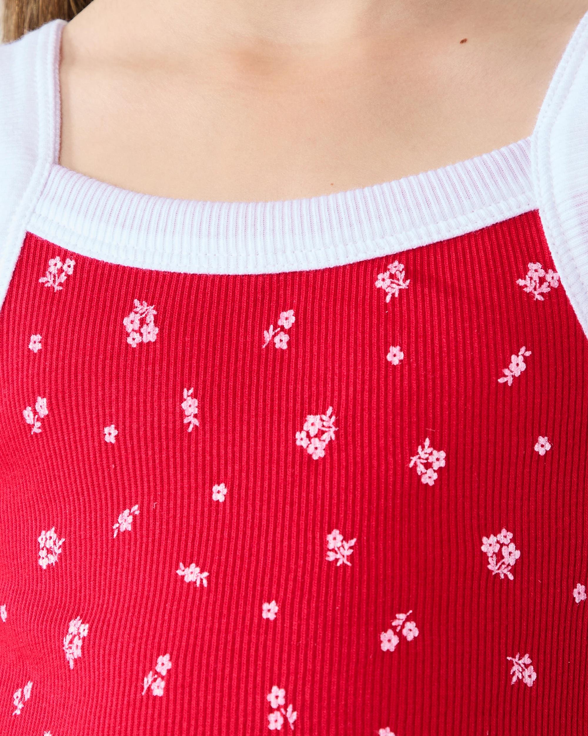 5 Sleeveless Ribbed Dress Red Floral, 5 of 7