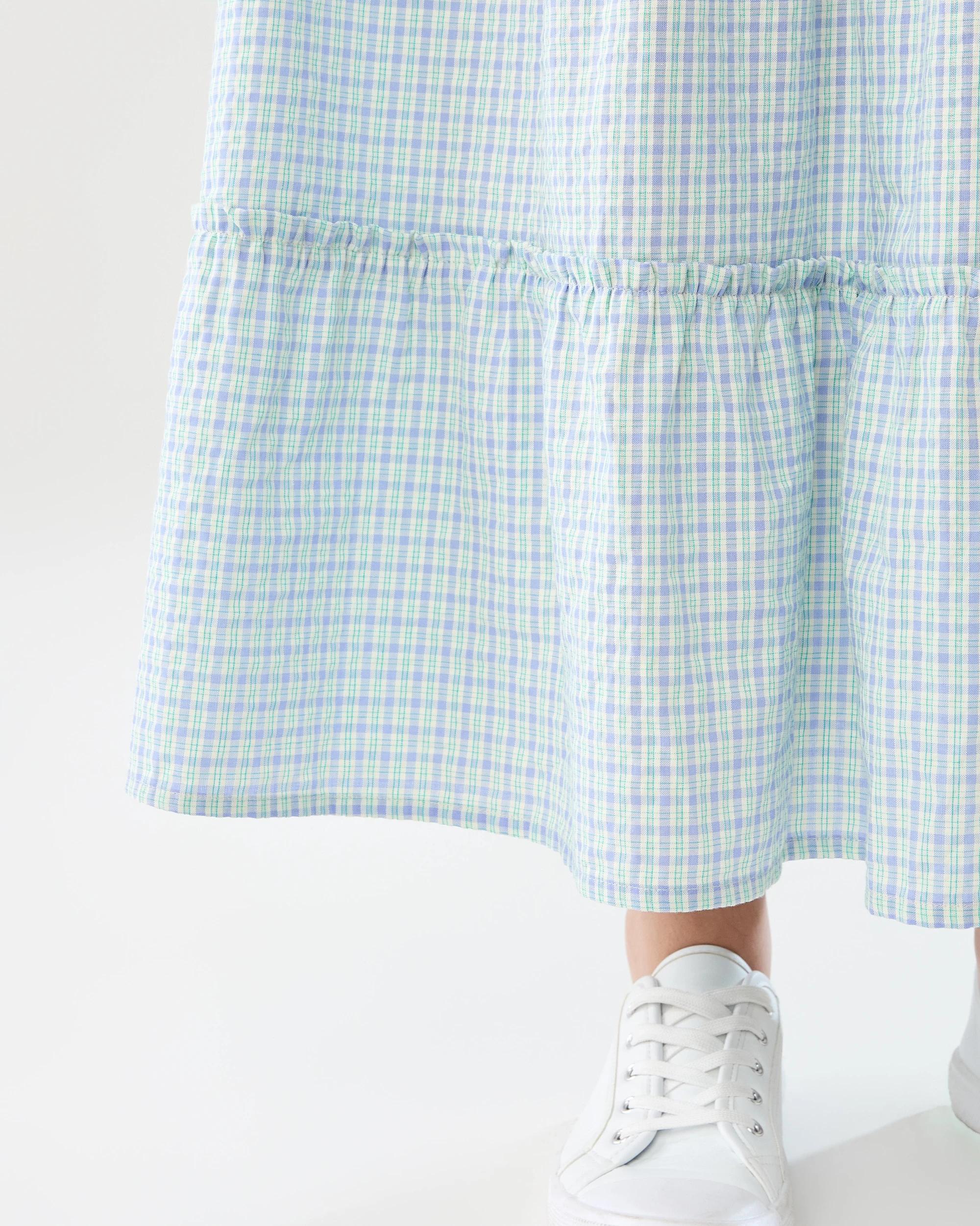 4 Tiered Check Maxi Skirt Blu Check, 4 of 7