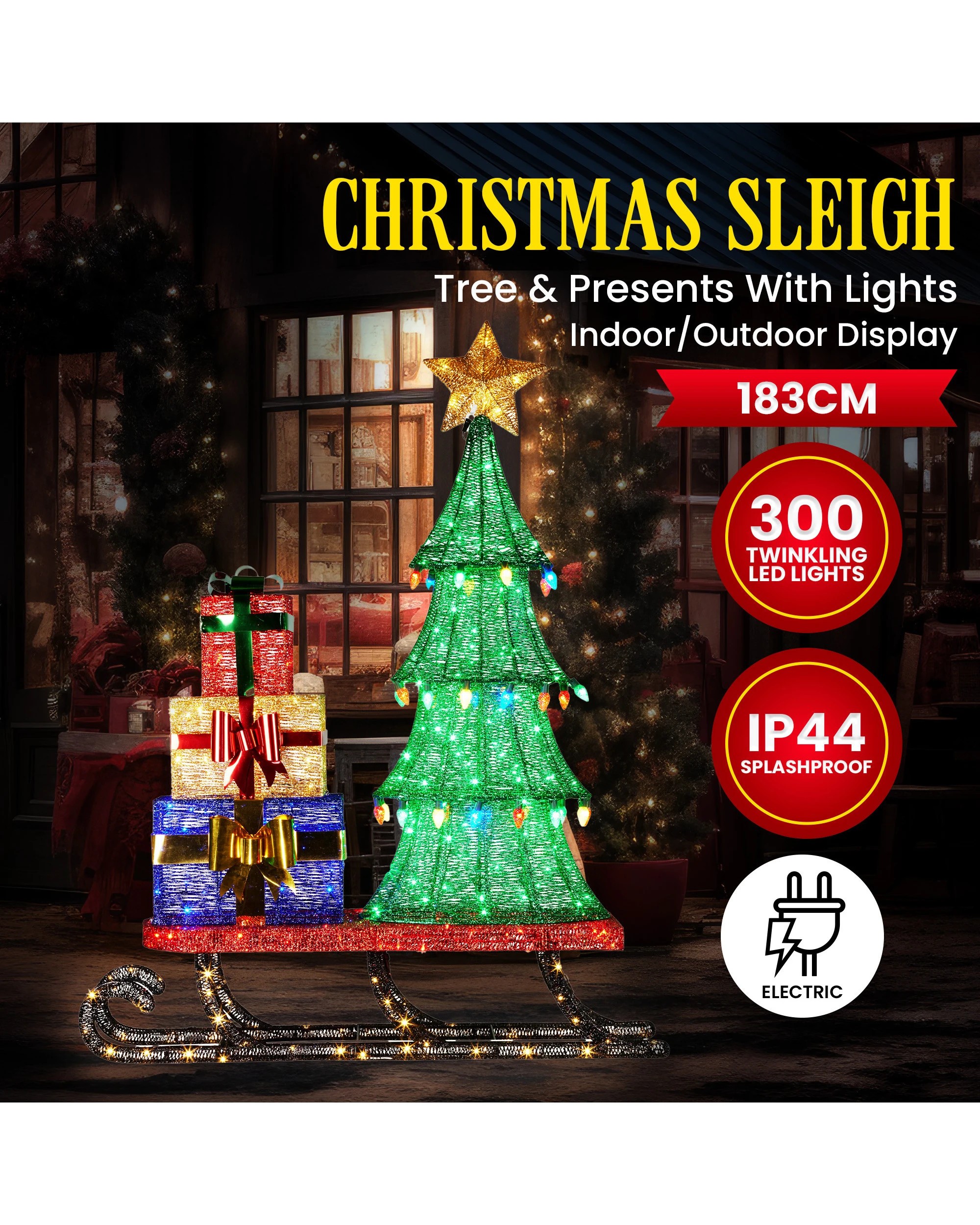 3 Christabelle Christmas Display Sled With Tree And Presents - 183cm, 3 of 8