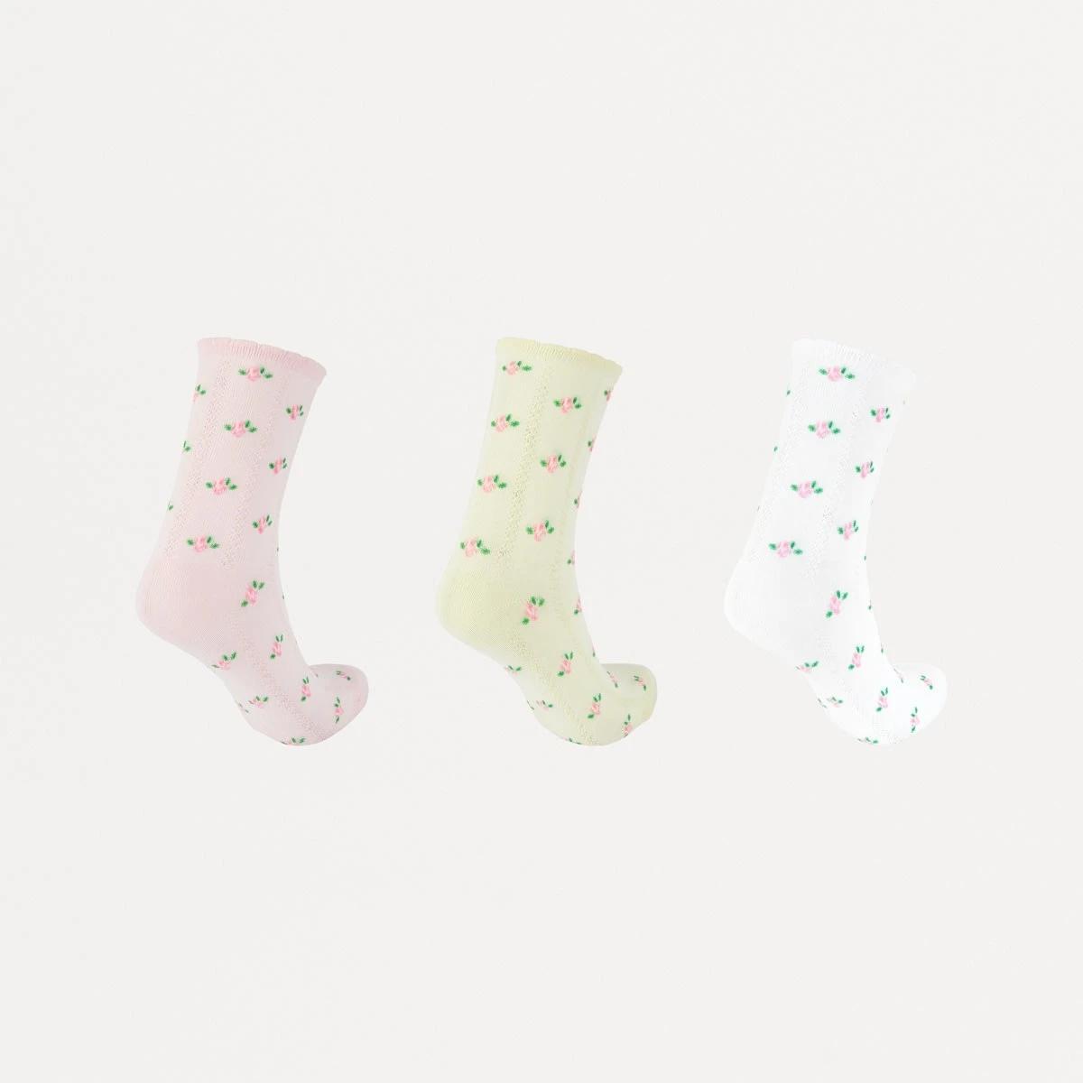 2 3 Pack Pointelle Quarter Crew Socks PINK POINTELLE, 2 of 3