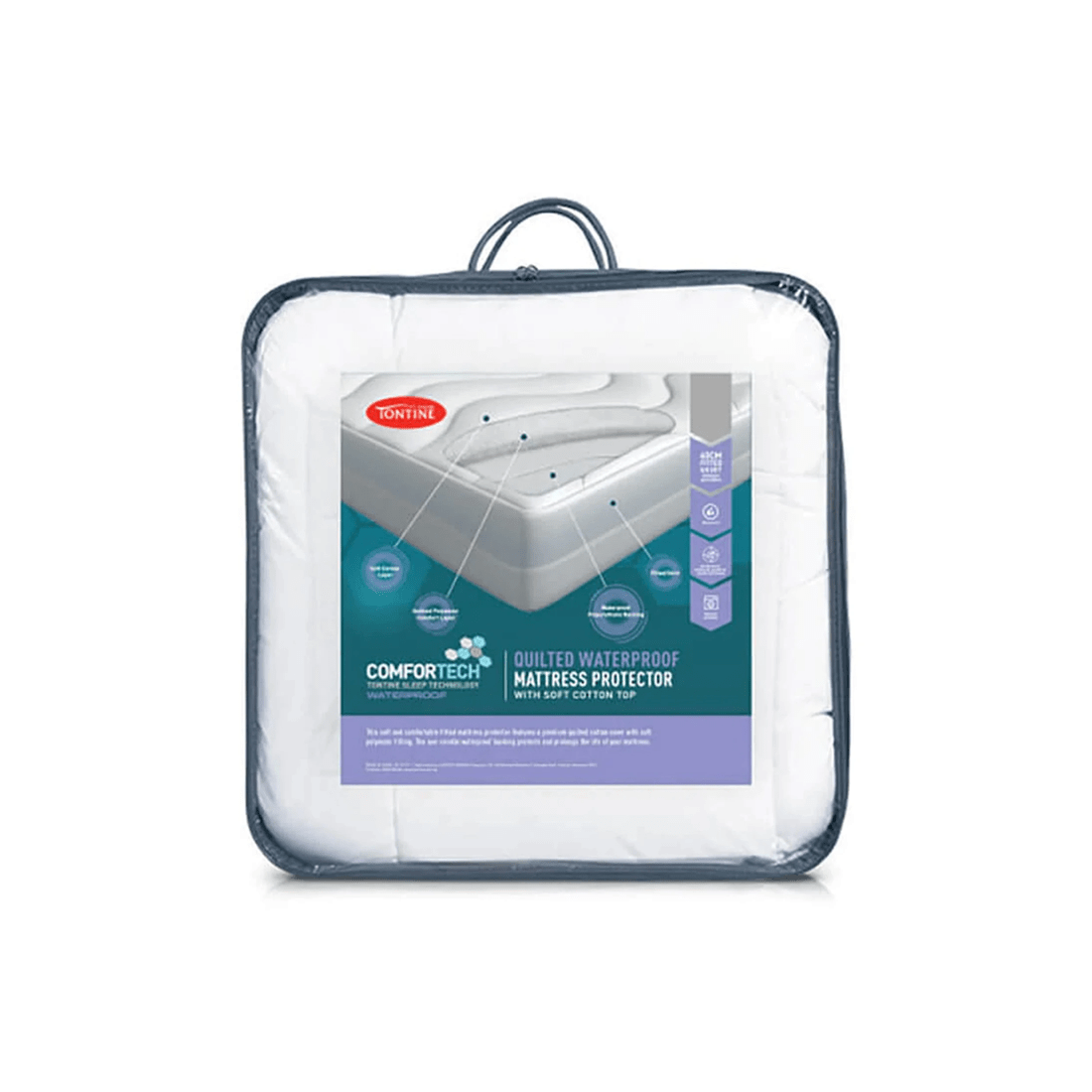 1 Tontine Queen Waterproof Fitted Quilted Cotton Mattress Protector - Comfortech
 - White, 1 of 3