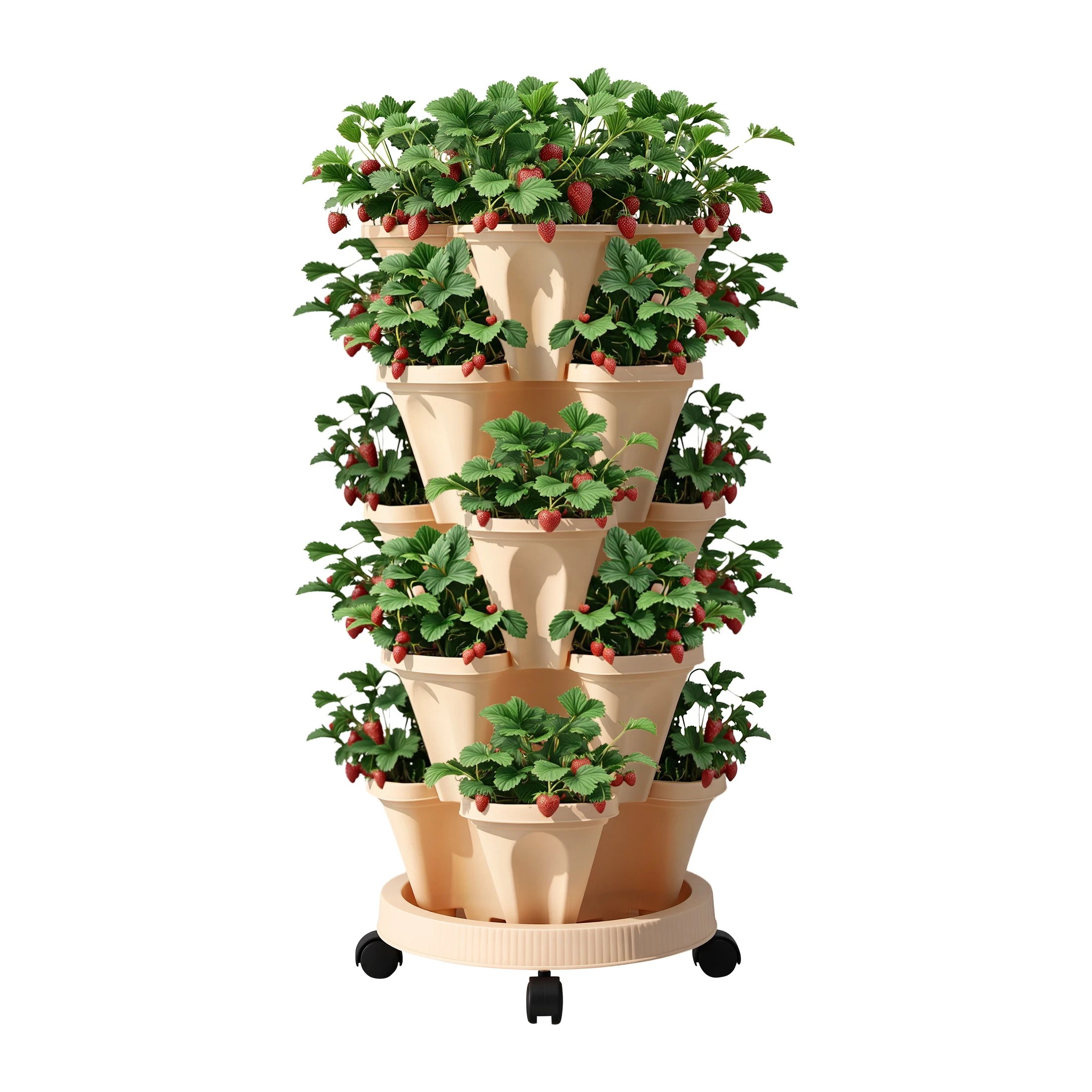 1 Green Fingers Garden Bed 5 Tier Vertical Garden Grey Strawberry Stackable Planters Herbs - Yellow, 1 of 5