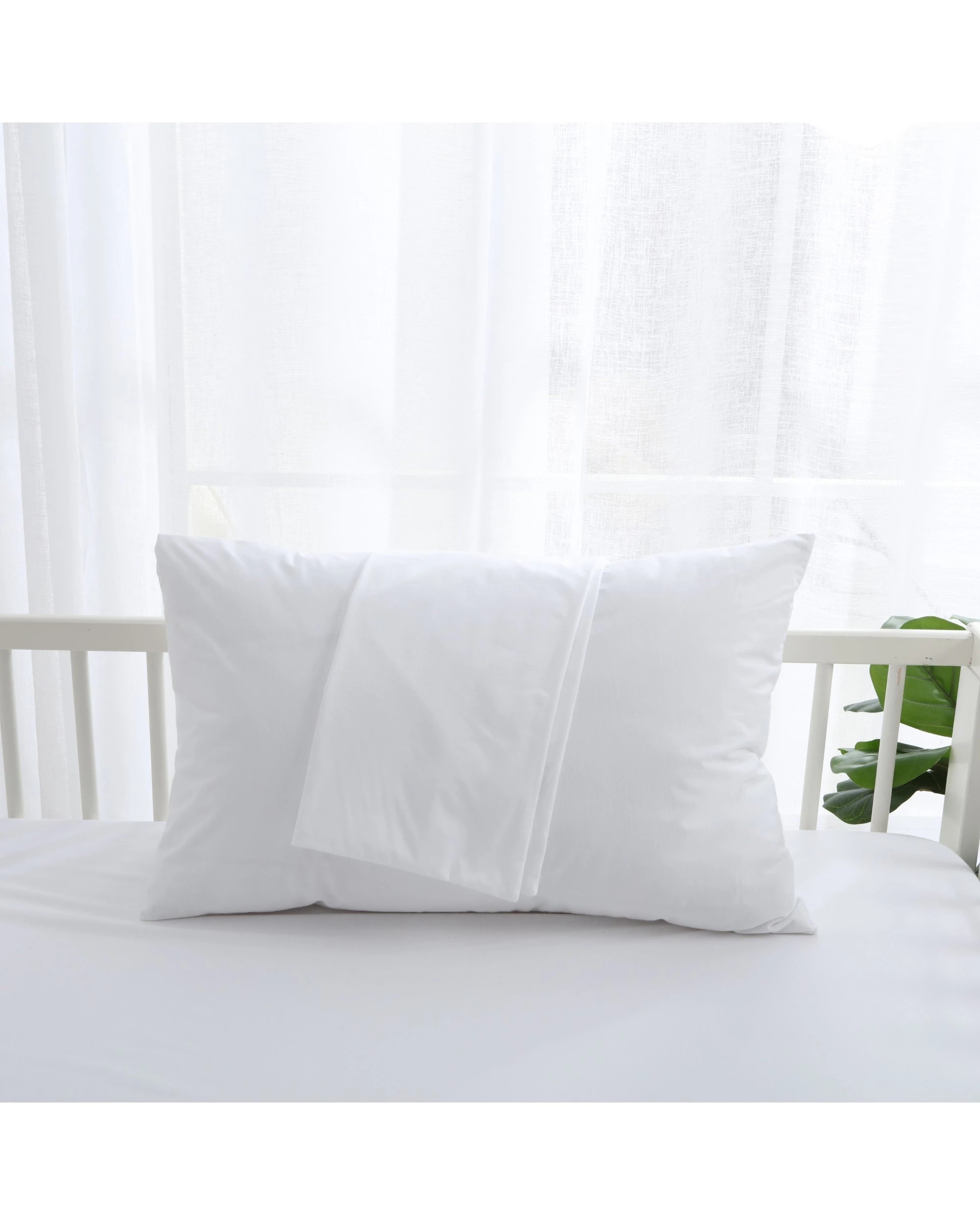 1 Dreamaker Baby Bamboo Cotton Jersey Waterproof Pillow Protector 2 Pack - COT Size - White, 1 of 5