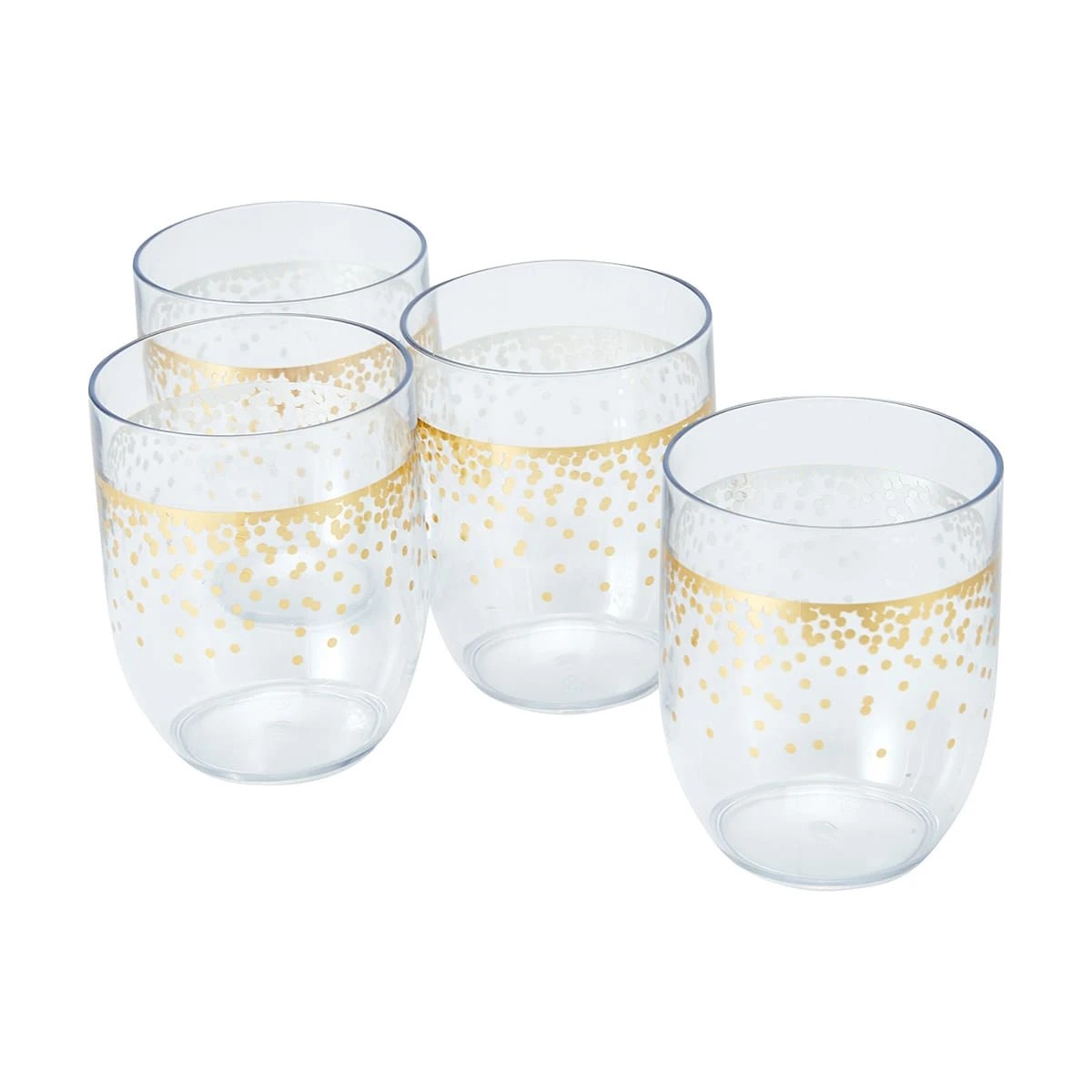 1 4 Pack Reusable Stemless Metallic Plastic Wine Glasses, 1 of 5