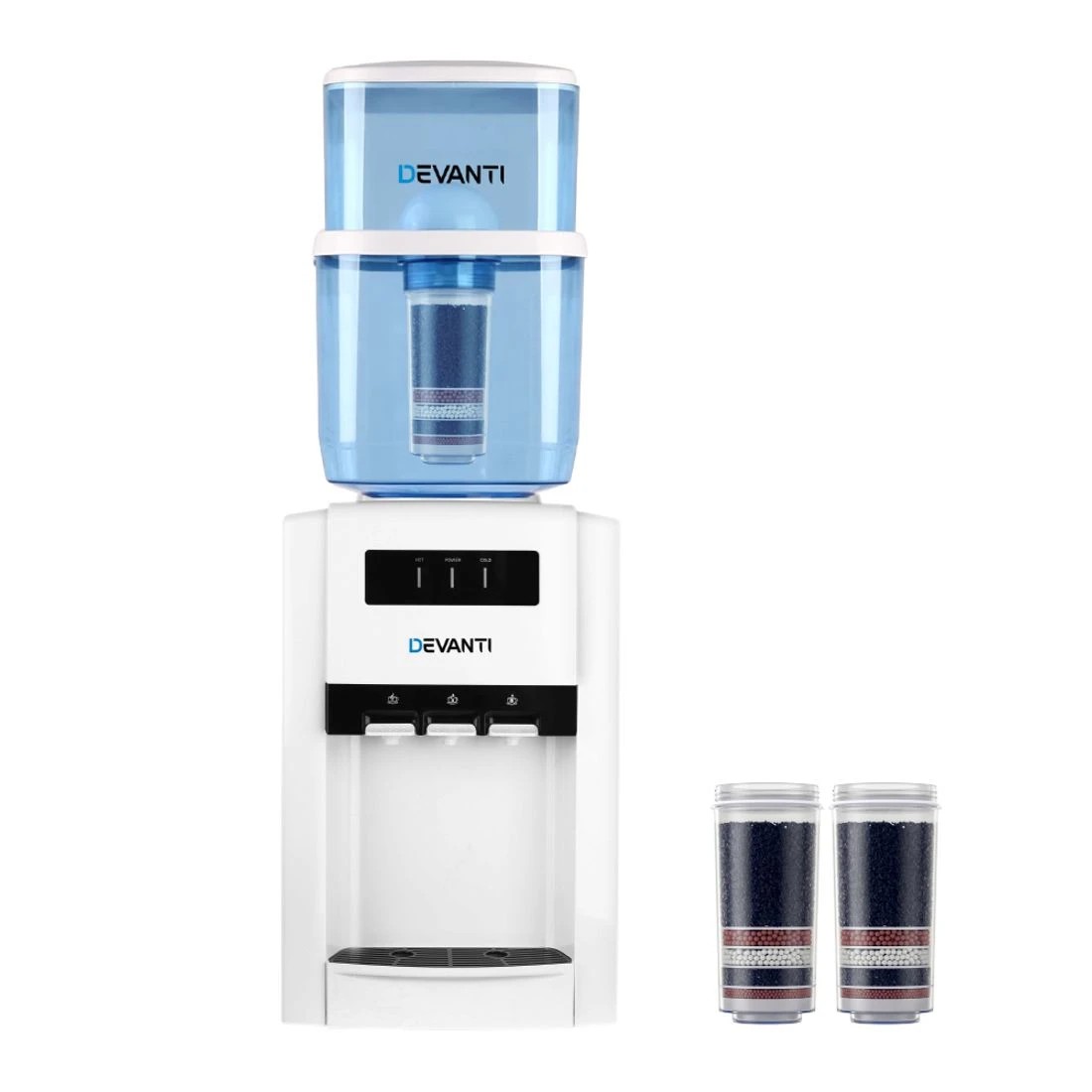 2 Devanti Countertop Benchtop Water Cooler Dispenser 22L 7-Stage Filter Filtration Hot Cold Triple Tap Purifier - multi, 2 of 10