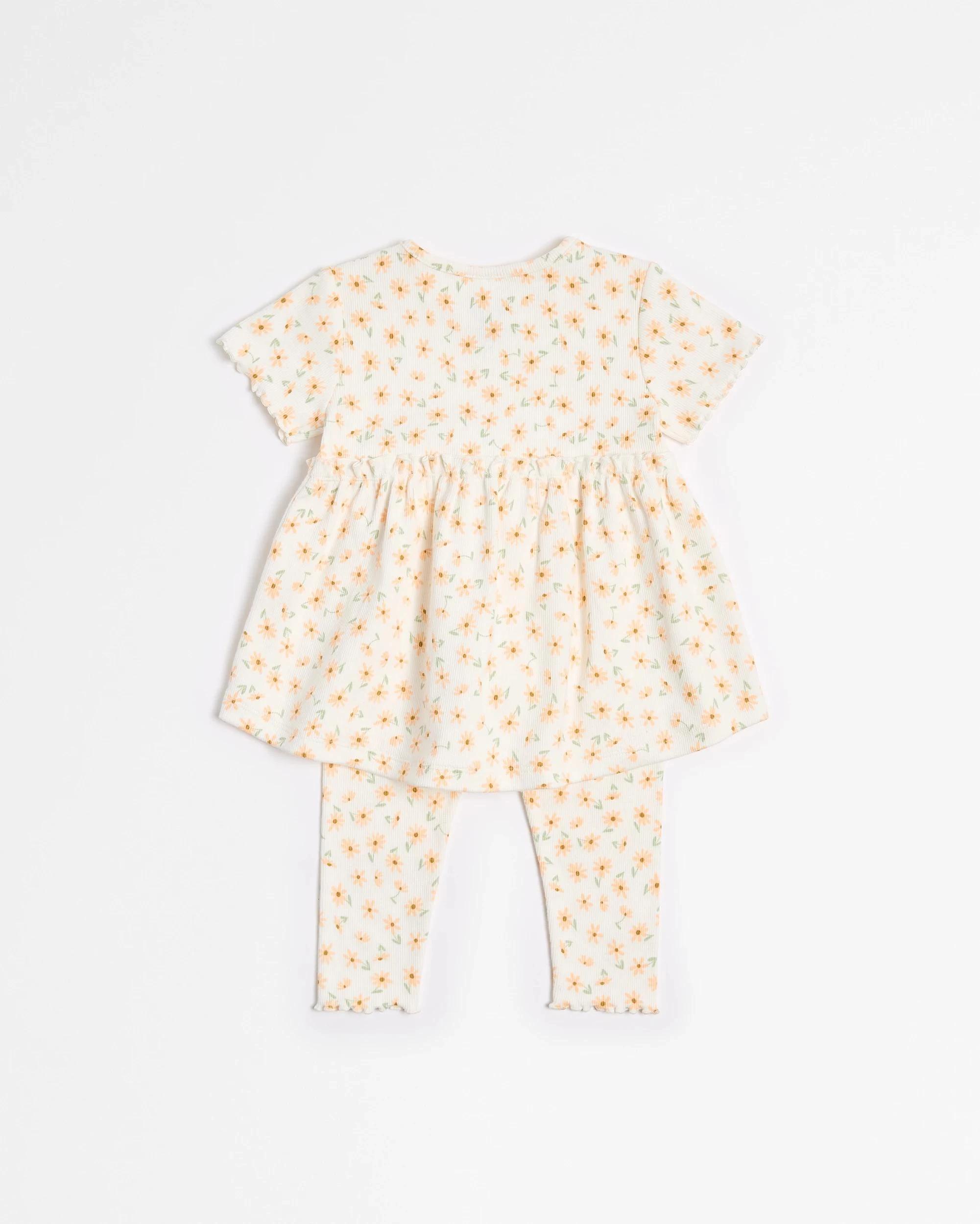3 Target Baby Organic Cotton Dress and Leggings Set 2 Piece CREAM DAISY, 3 of 3