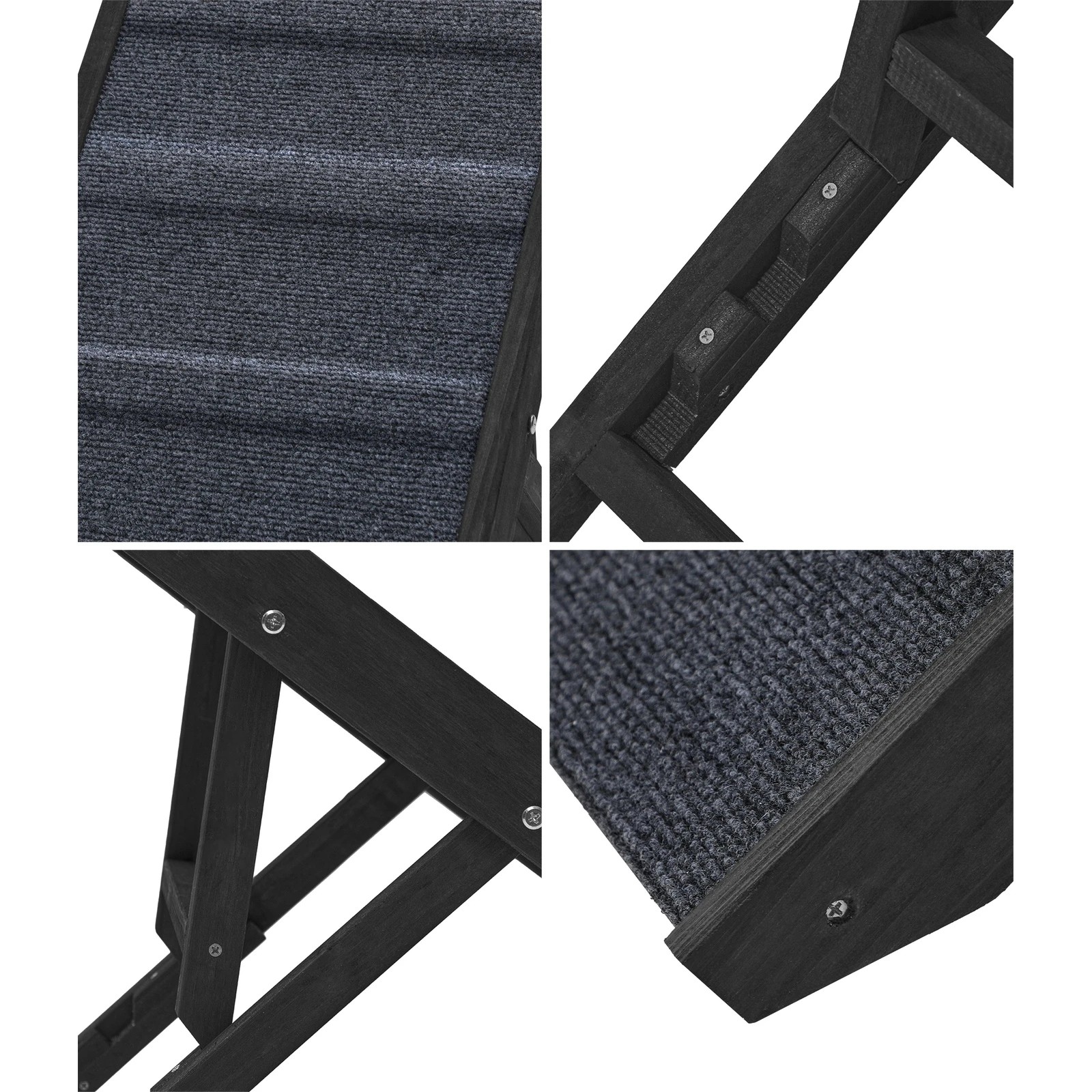 4 Alopet Dog Pet Ramp Adjustable Height Dogs Stairs Bed Sofa Car Foldable 90cm - Black, 4 of 10