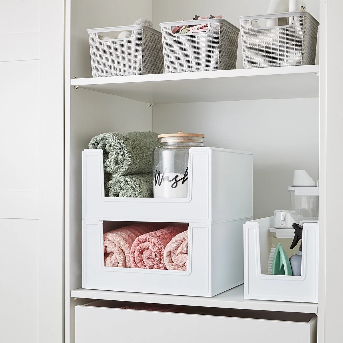 1 28.5L Modular Open Front Stackable Bin - White, 1 of 10