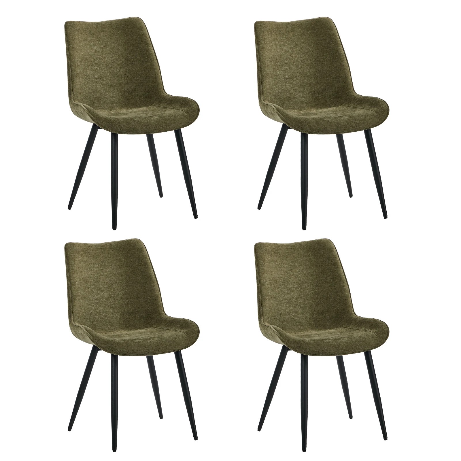1 Oikiture 4x Dining Chairs Kitchen Accent Chairs Upholstered Linen Fabric- Green, 1 of 10