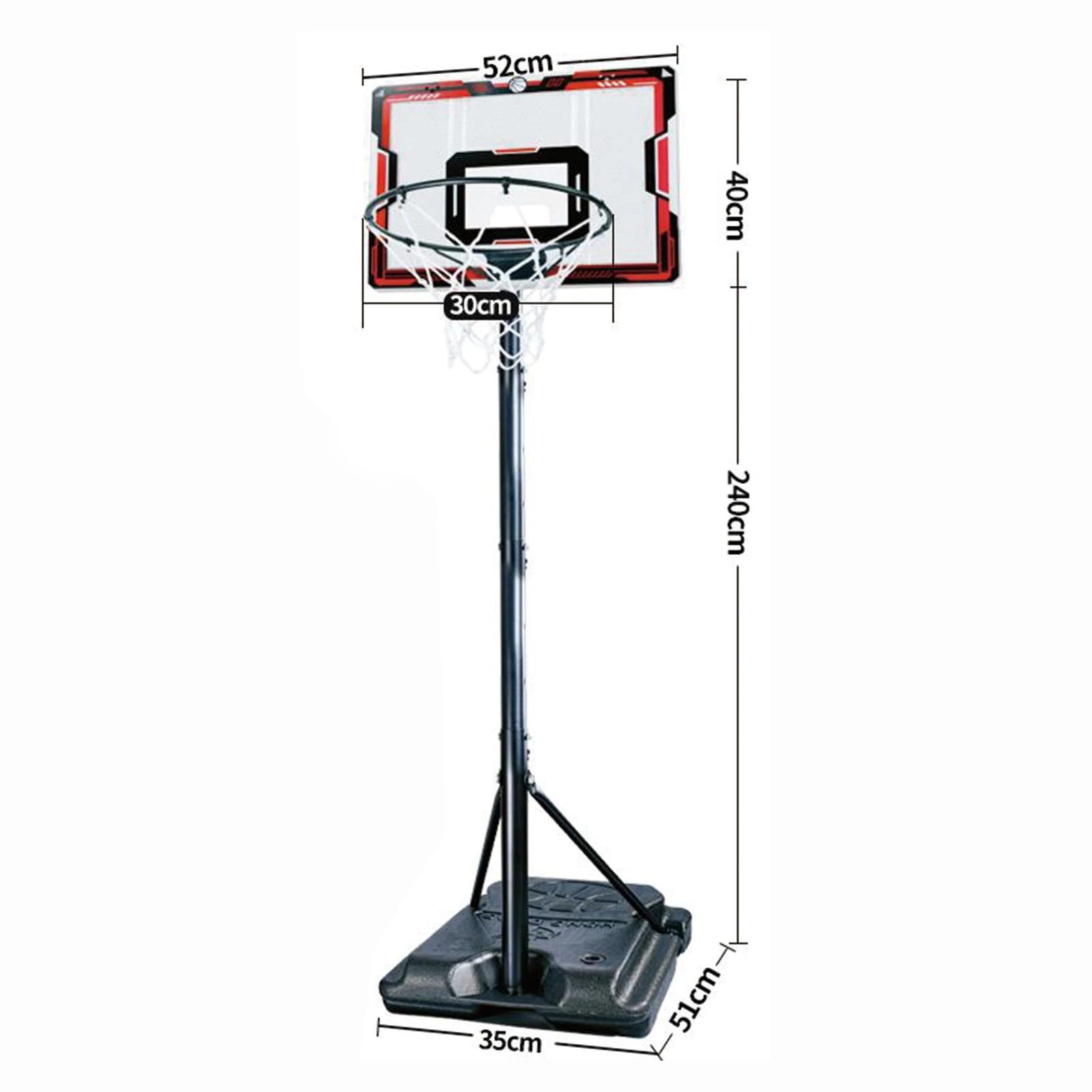 4 Ausway 1.3-2.4m Portable Height Adjustable Kids Basketball Hoop Stand with Backboard Net Ring Rim Game Set, 4 of 6