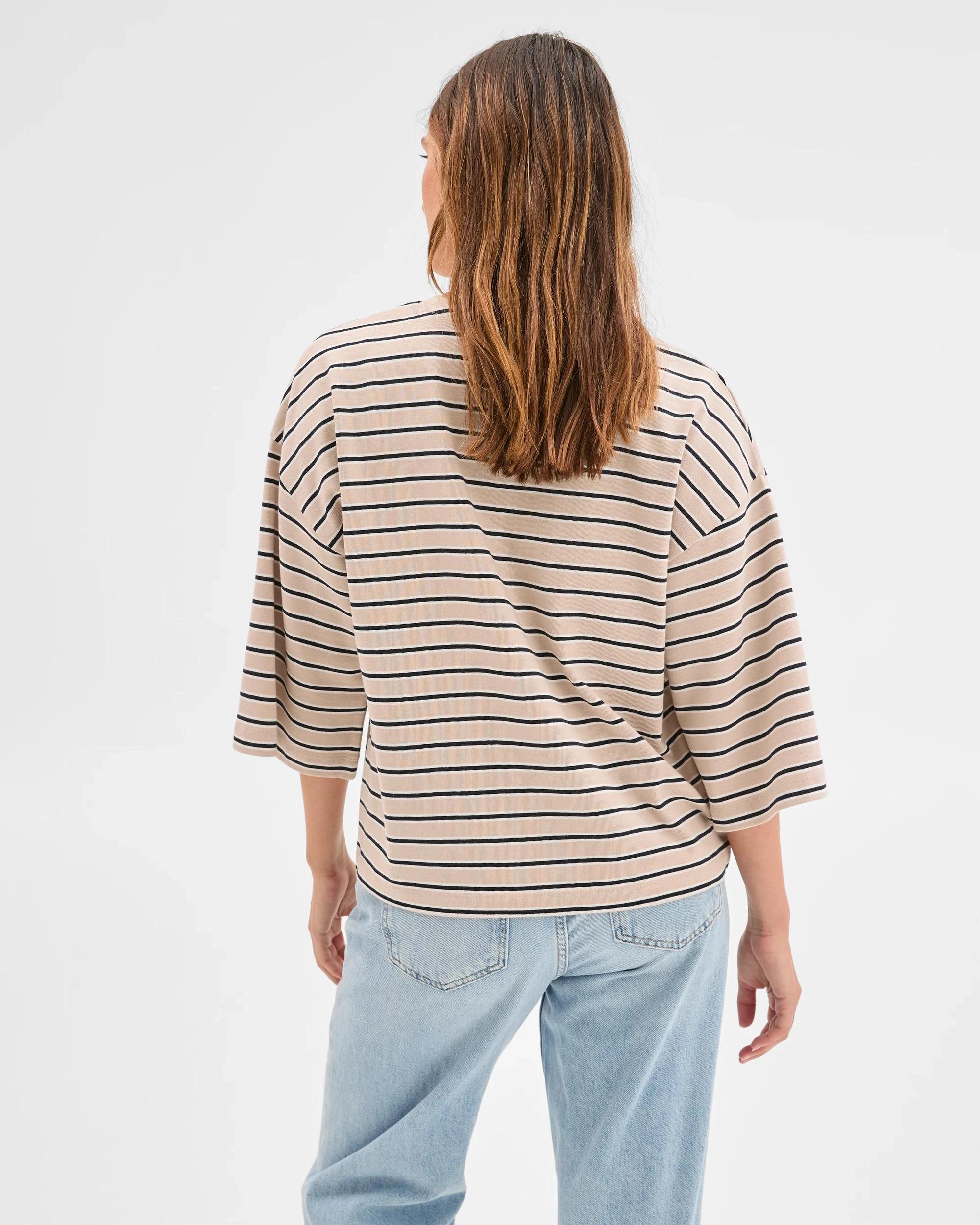 7 Target Woman Australian Cotton 3/4 Length Wide Sleeve Boxy T-Shirt BLACK/BIRCH/CLOUD DANCER, 7 of 7