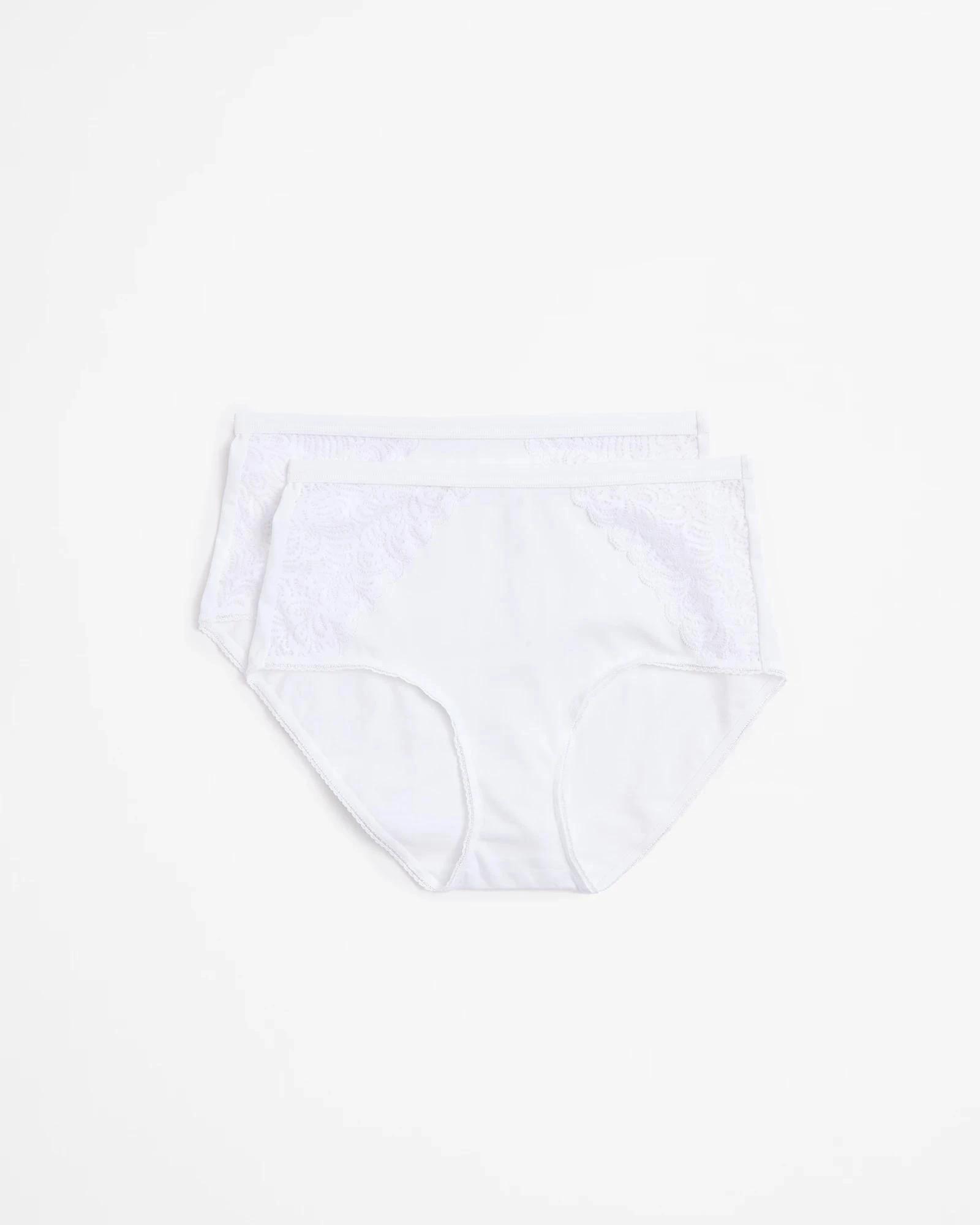 1 Target Woman Australian Cotton Blend Cotton and Lace Full Briefs WHITE, 1 of 4