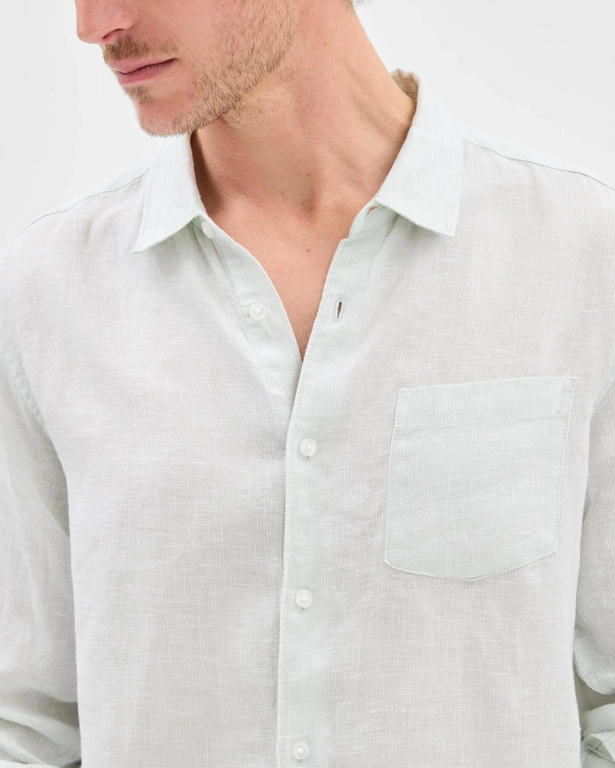 6 Target European Linen Long Sleeve Textured Shirt LIGHT GREEN, 6 of 7