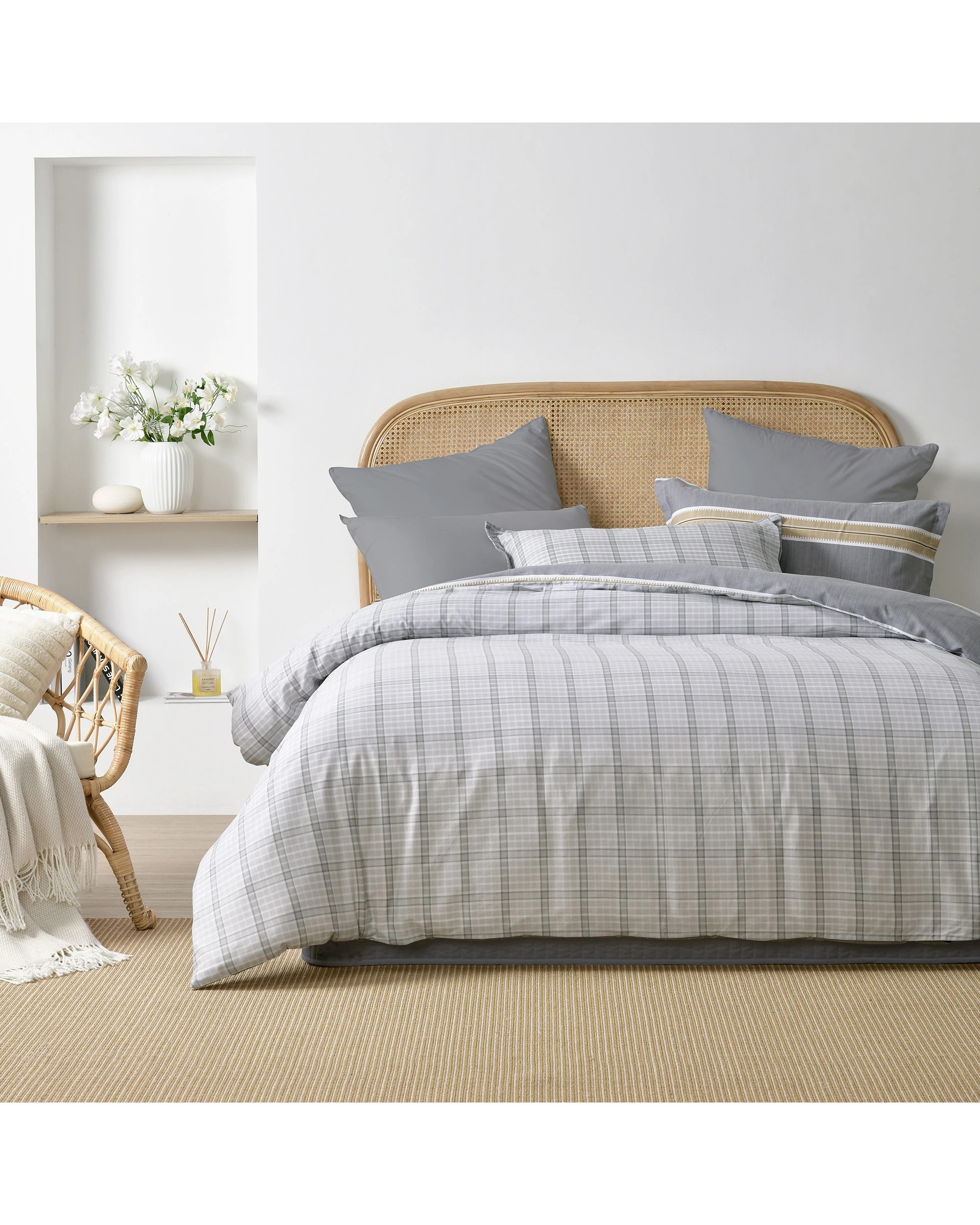 2 Dreamaker Avery 100% Cotton Reversible Quilt Cover Set - Single Bed - Grey, 2 of 7