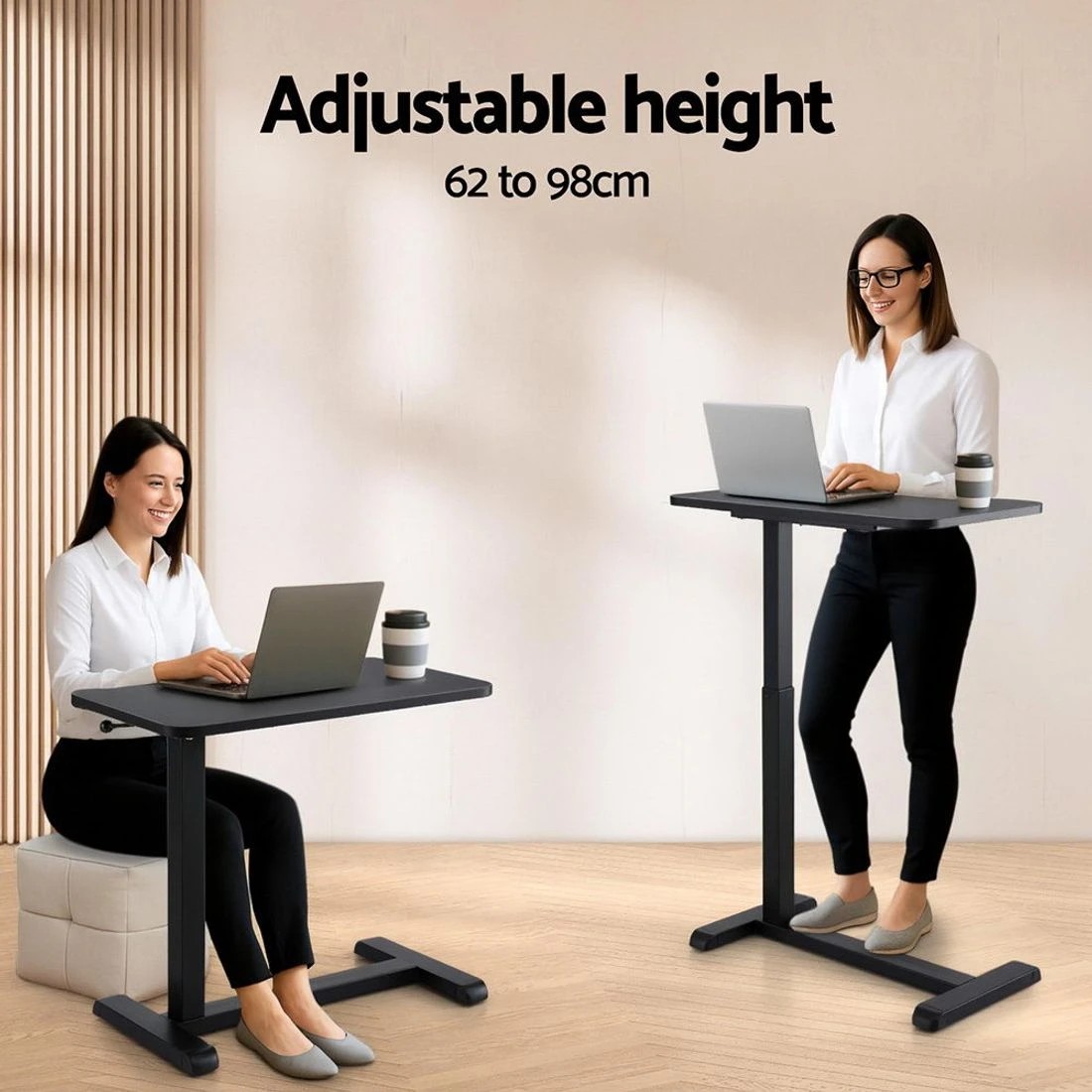 6 Artiss Laptop Desk Height Adjustable Mobile Workstation Computer Desks 70CM - Black, 6 of 7