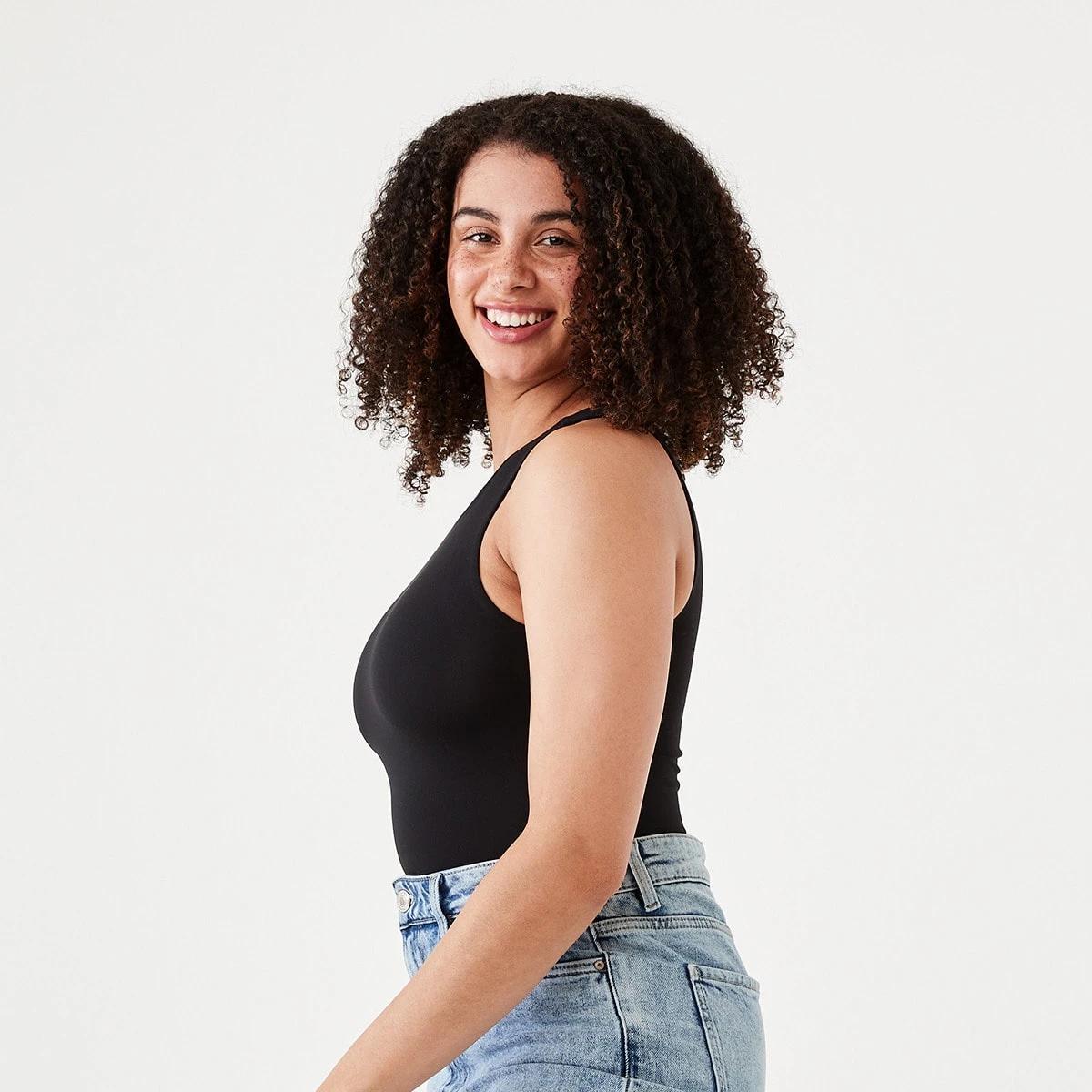 2 Sleeveless Halter Bodysuit Black, 2 of 8