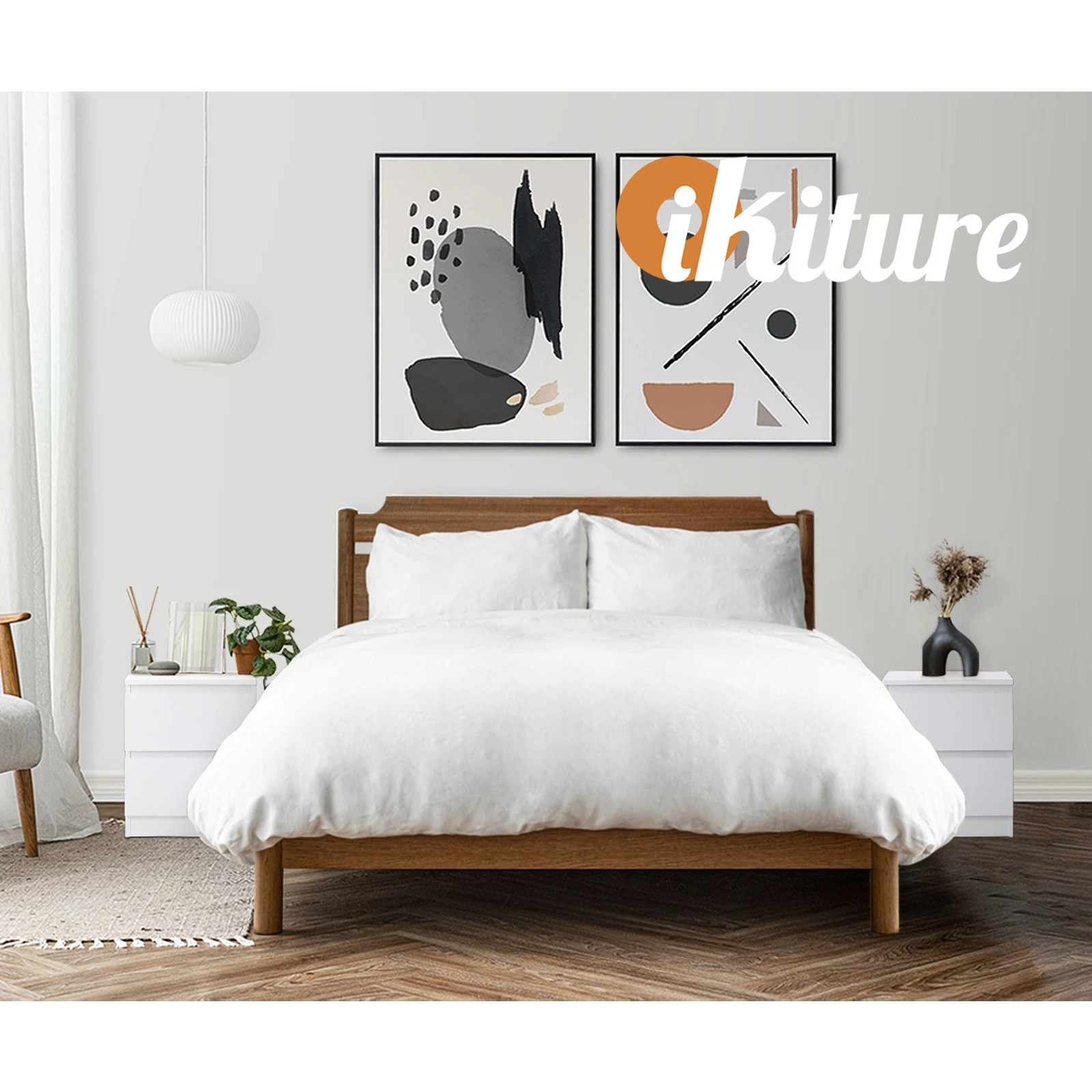 3 Oikiture Bedside Table Nightstand 2 Drawers Side End Table Storage Cabinet
 - White, 3 of 9