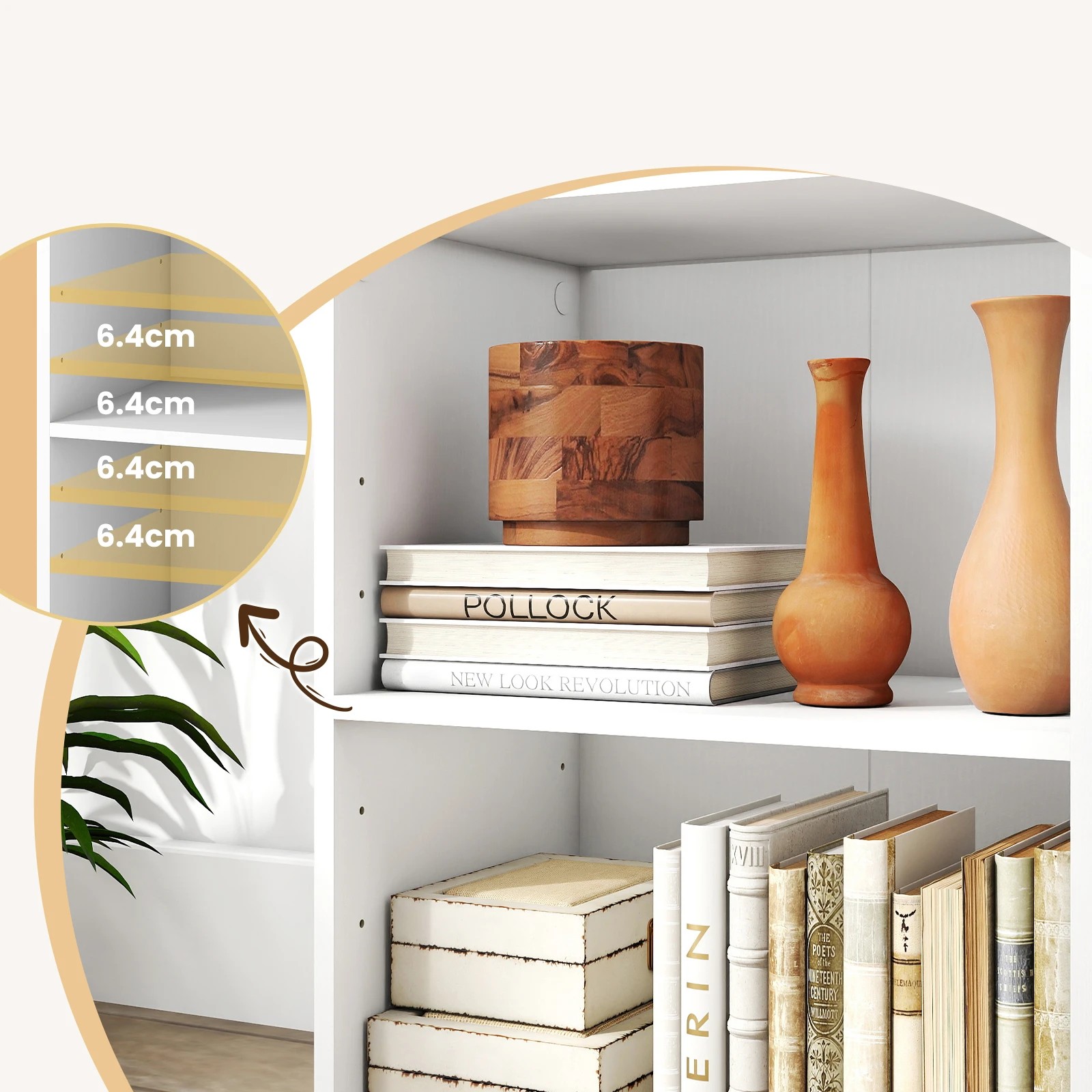 3 Costway 2-Cube Bookshelf Cubby Storage Organizer Display Shelf w/5-Position Adjustable Shelf - White, 3 of 5