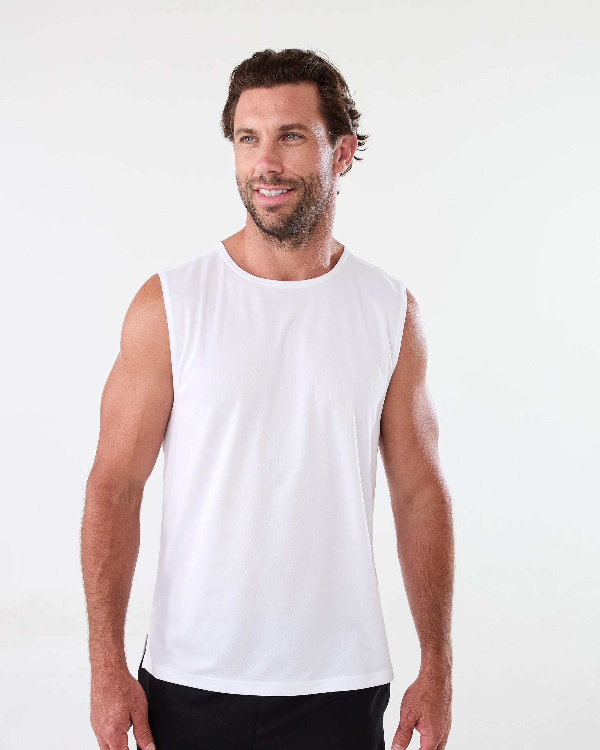 1 Active Mens Mesh Muscle White, 1 of 6