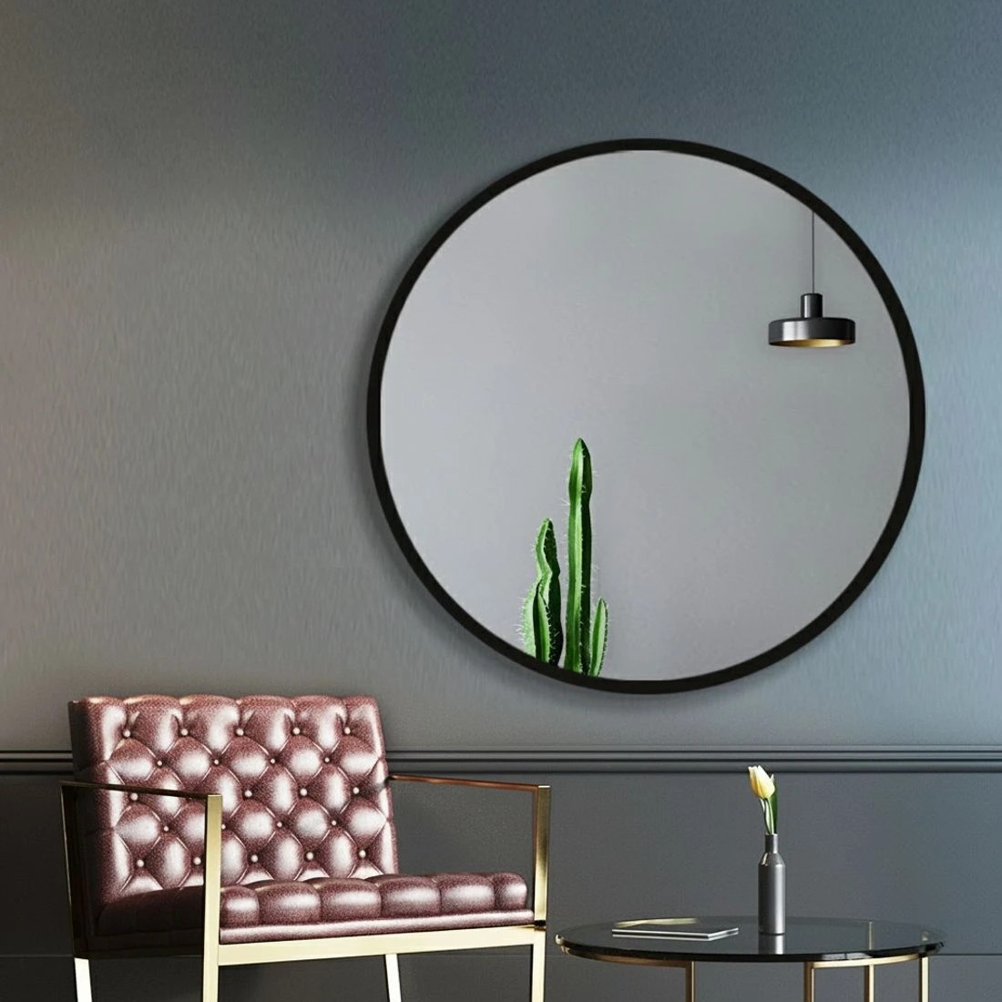 7 Embellir Wall Mirror Makeup 80cm Home Decor Framed Mirrors Bathroom Round - Multi, 7 of 7