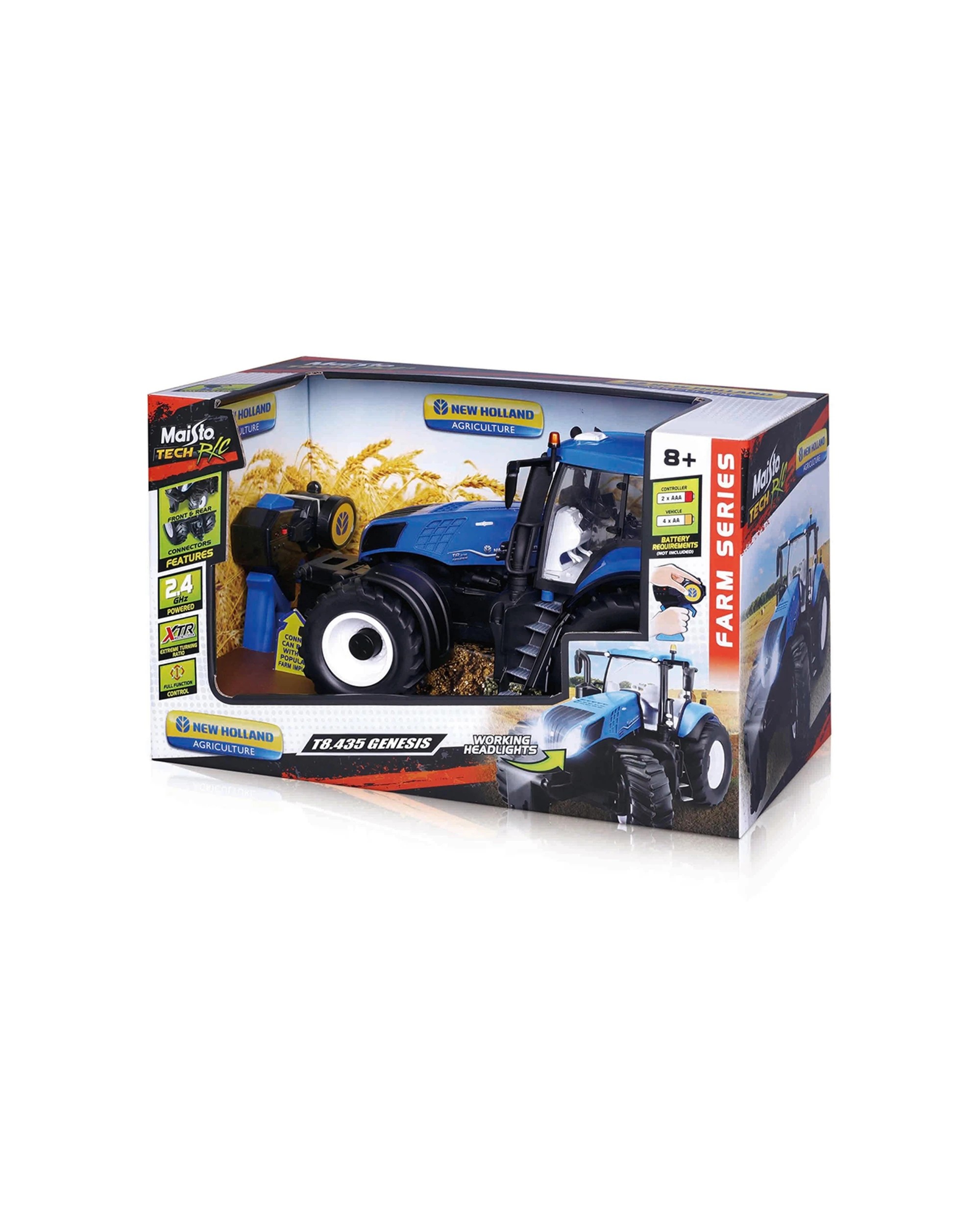 2 Maisto Rc Farm Tractor 2.4 Ghz Remote Control With Headlights Kids 8 Plus - Blue, 2 of 3