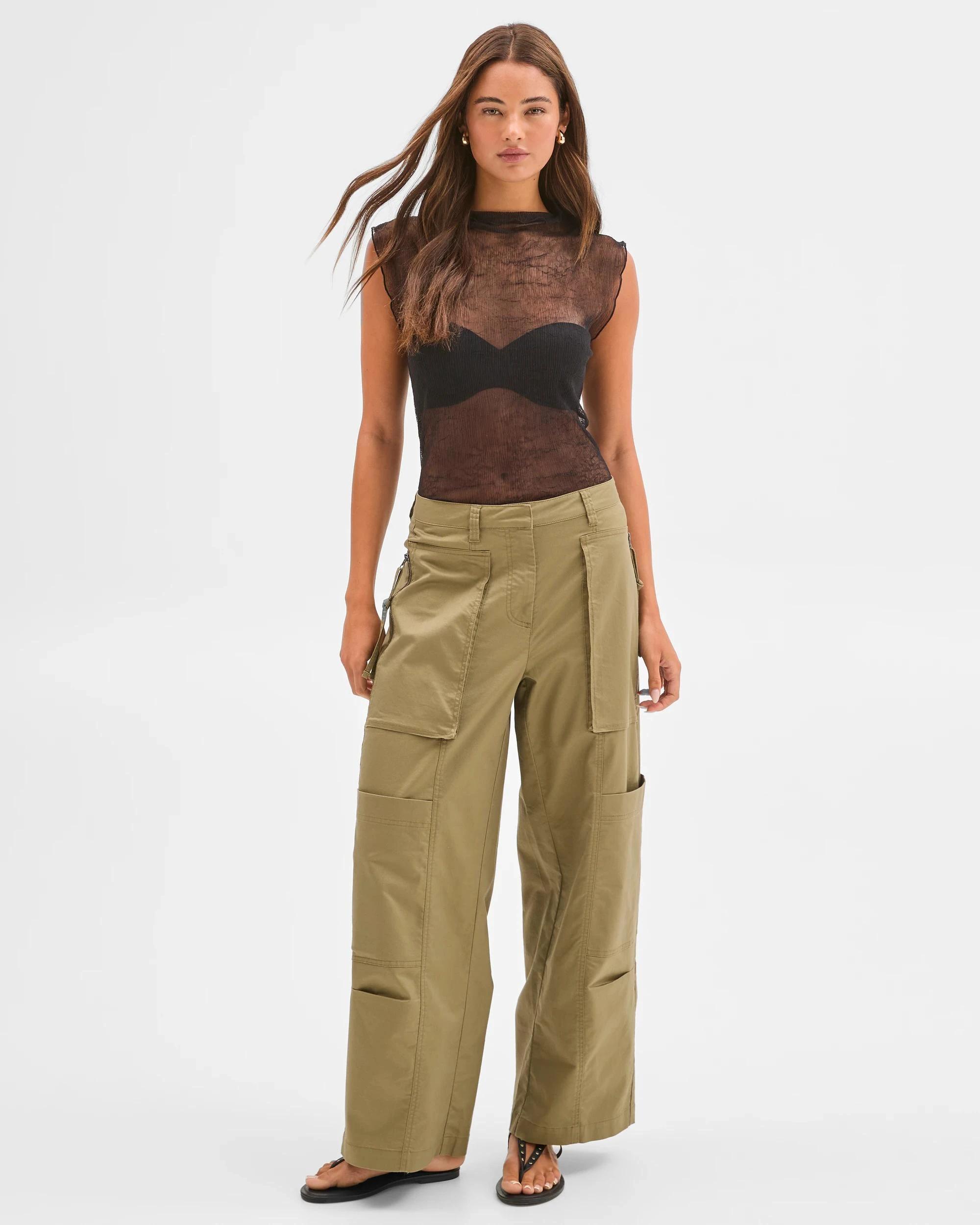 3 Lily Loves Australian Cotton Blend Utility Cargo Pants SOFT KHAKI, 3 of 6