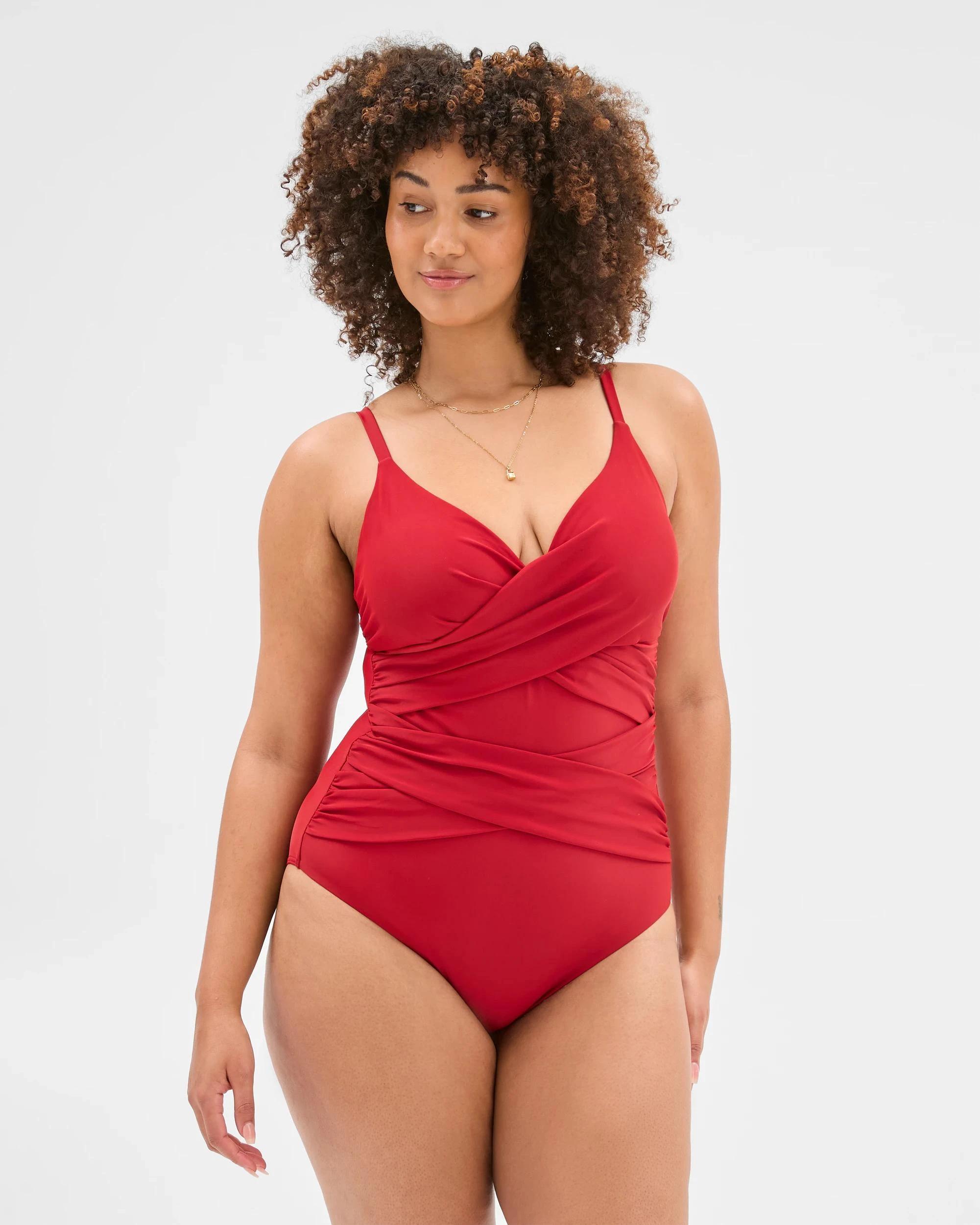 4 Target Smooth Wrap One Piece Bathers - Shape Your Body DEEP CRIMSON, 4 of 6