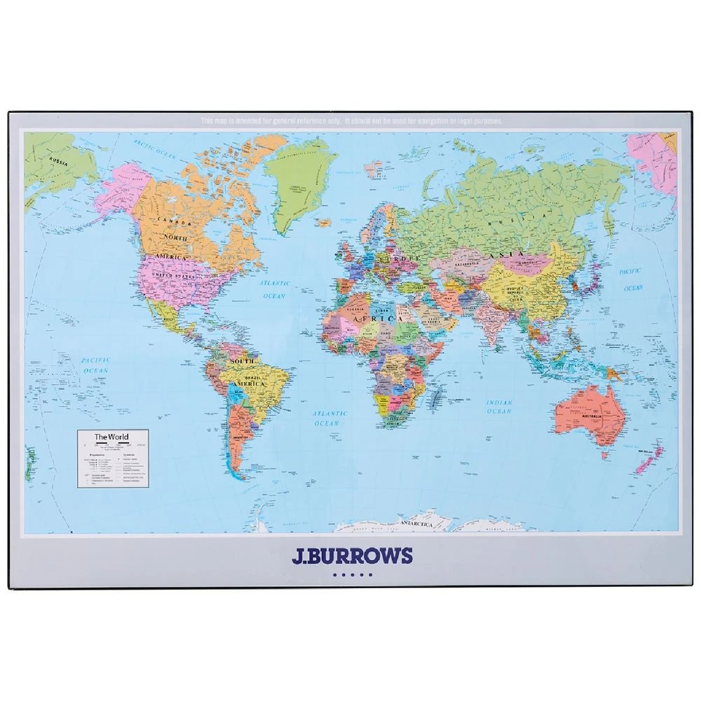 2 J.Burrows Desk Mat Map of the World 630 x 440mm, 2 of 2