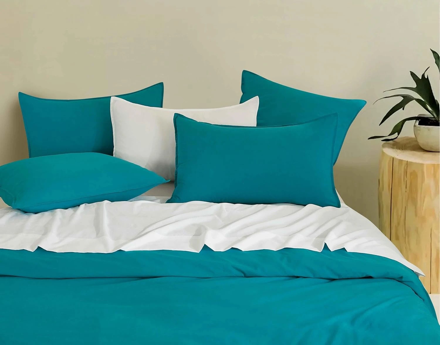 2 CleverPolly 2-Pack Vintage Washed Microfibre Standard Pillowcases - Teal, 2 of 5
