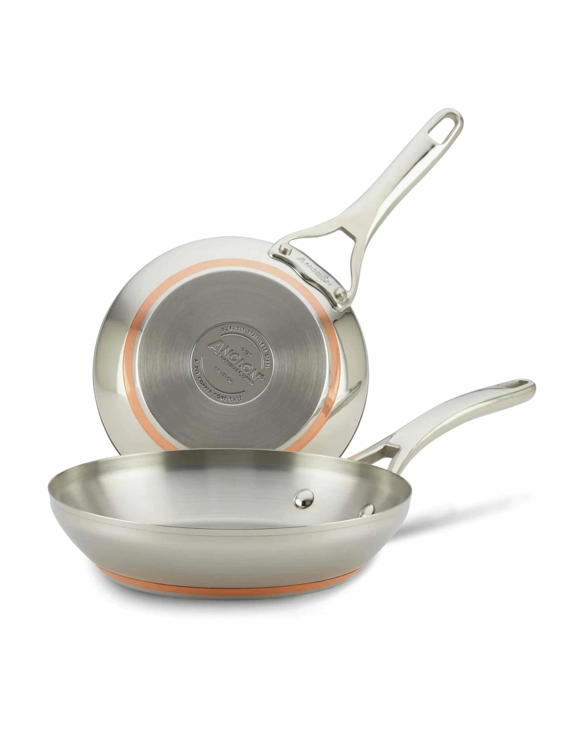 1 Anolon Nouvelle Copper Stainless Steel Induction Skillet Twin Pack 20/24cm - Silver, 1 of 1