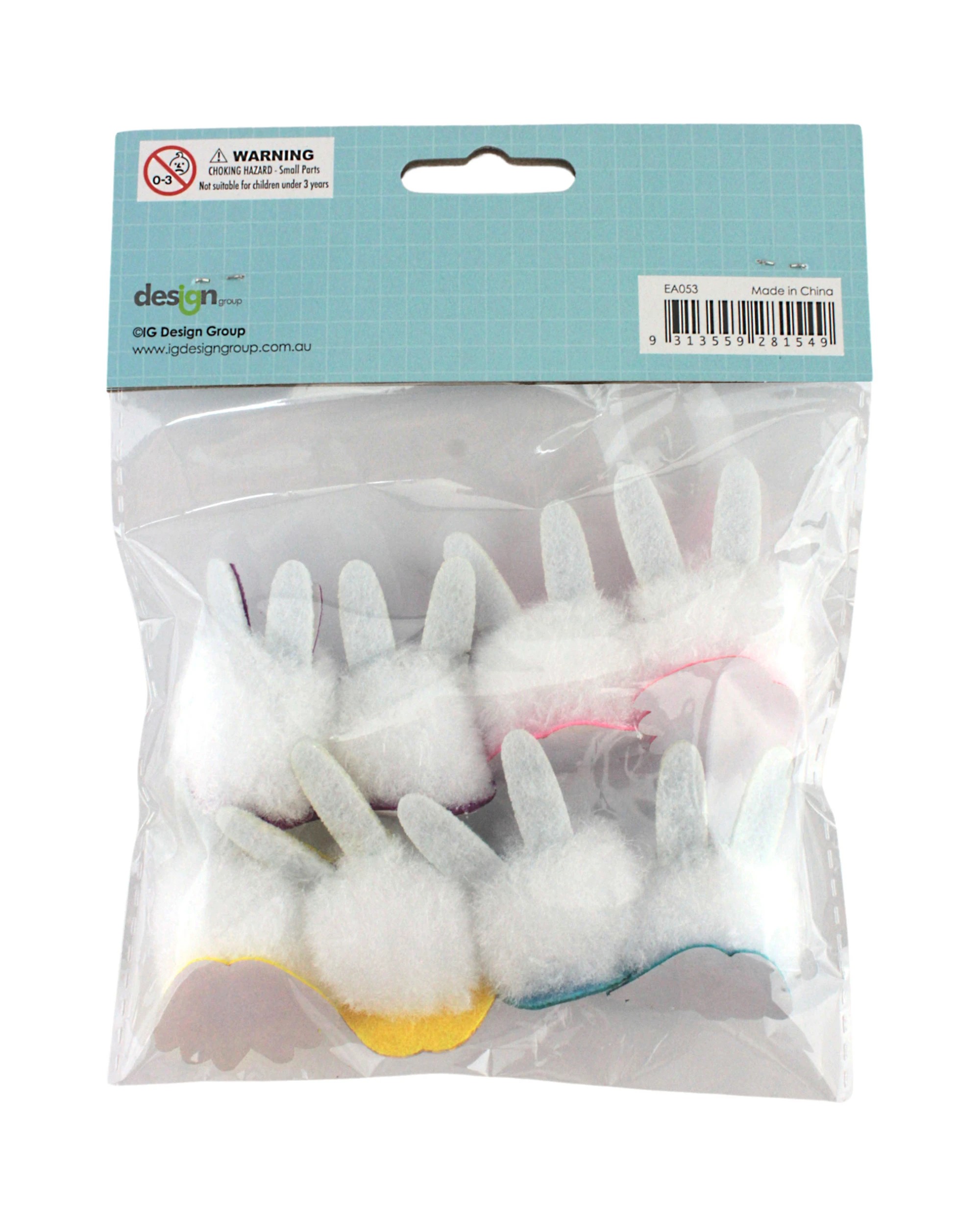 4 Design Group Fluffy Stick on Bunnies Pack of 8 - Multi, 4 of 4