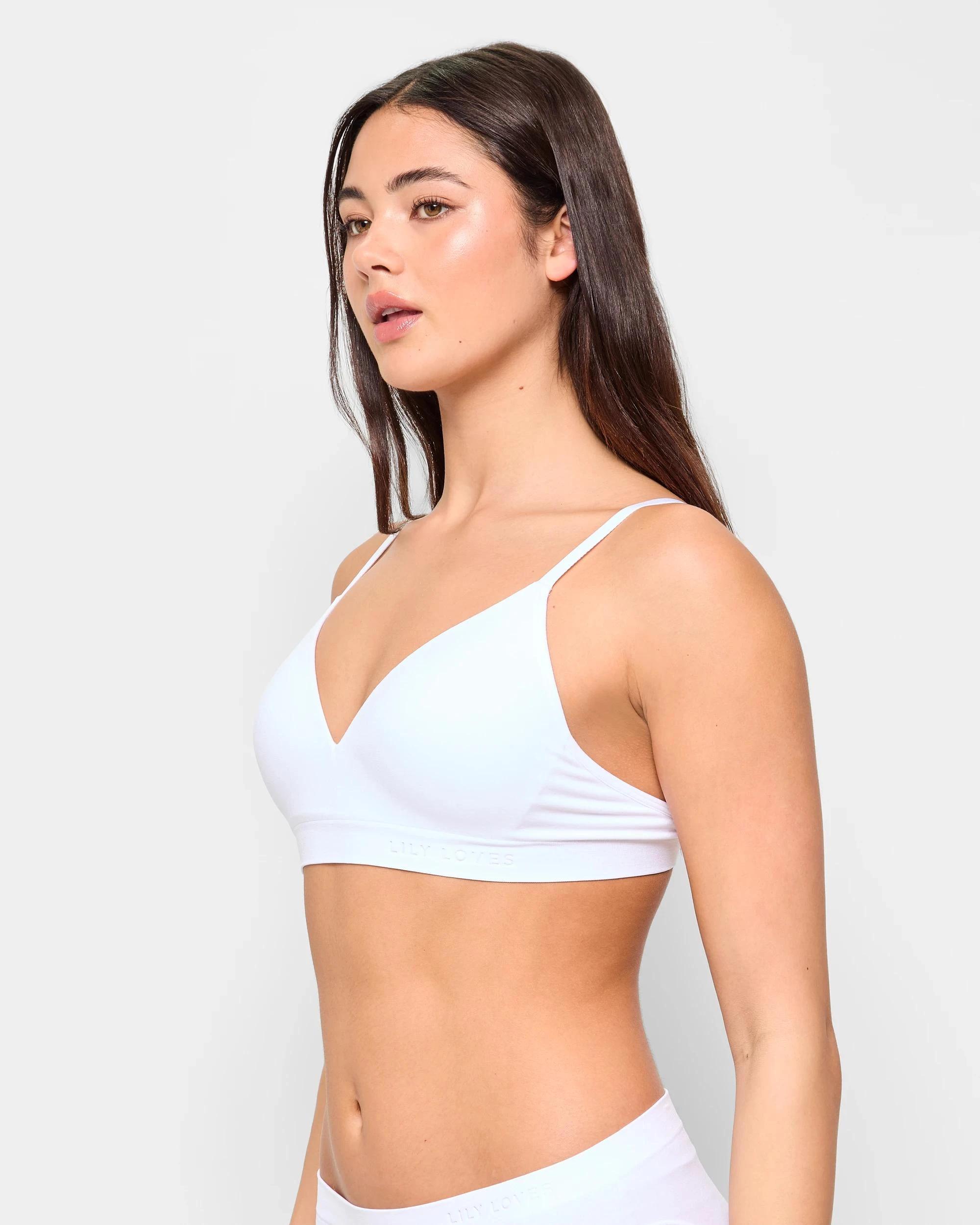 3 Lily Loves Seamfree Embossed Wirefree T-Shirt Crop Bra WHITE, 3 of 4