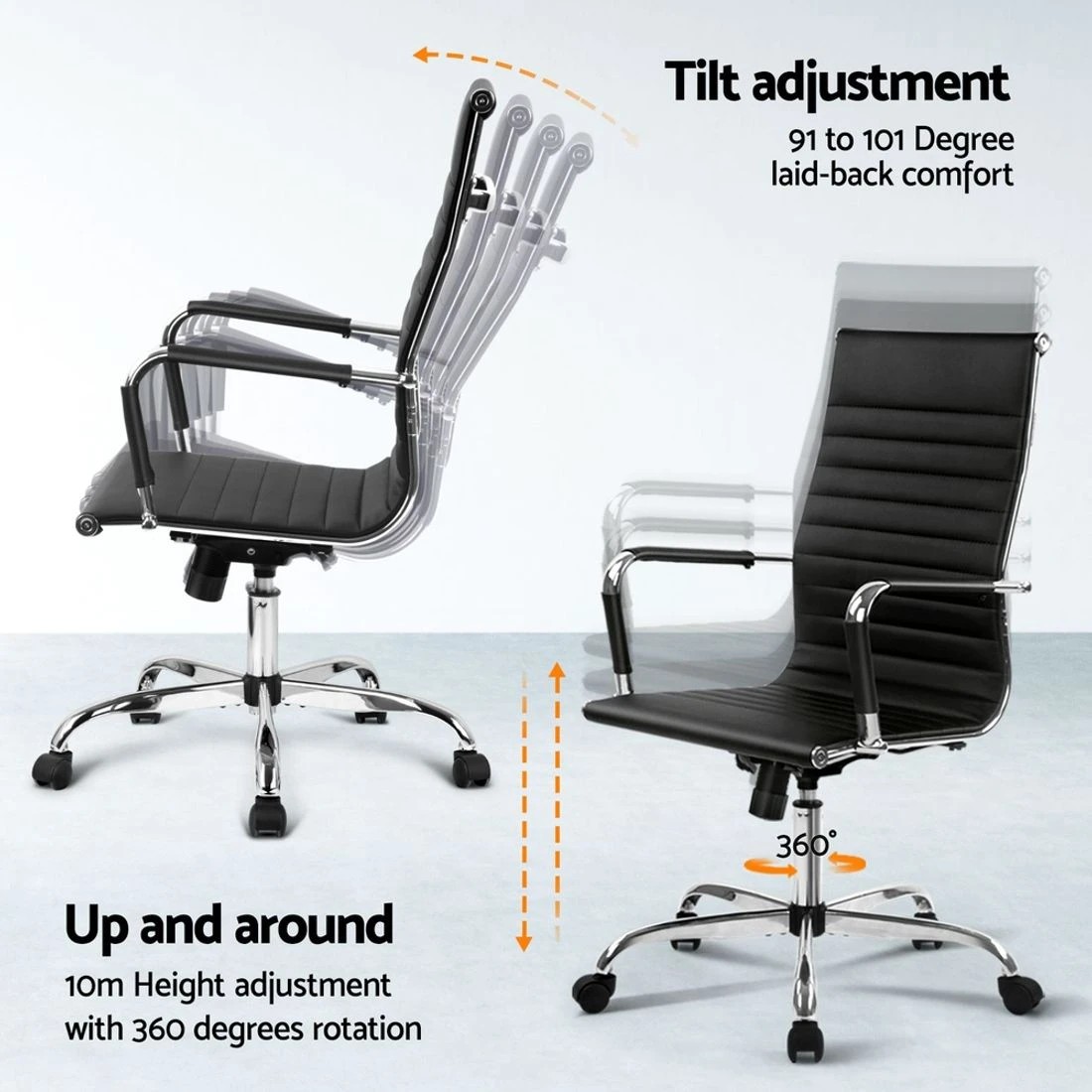 5 Artiss Office Chair Conference Chairs PU Leather High Back - Black, 5 of 8