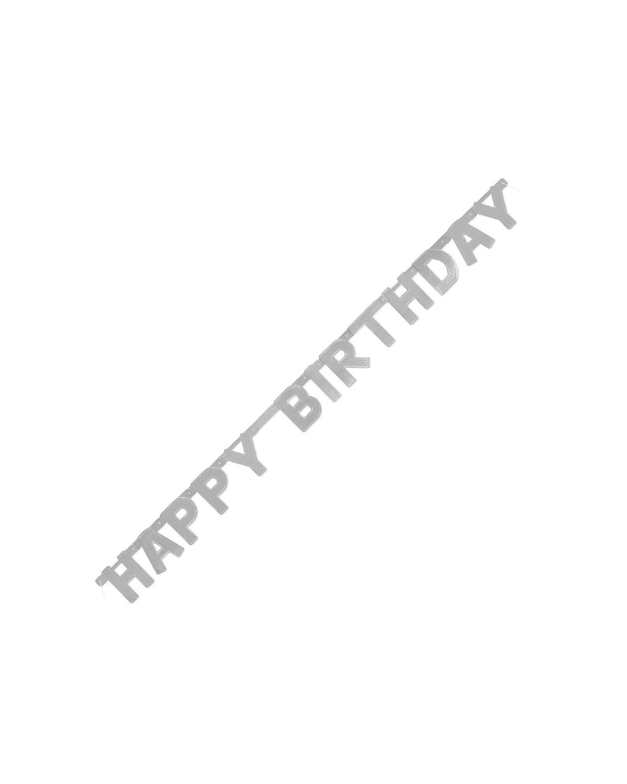 1 Meteor Party Happy Birthday Deluxe Jointed Banner Decoration - Silver, 1 of 2