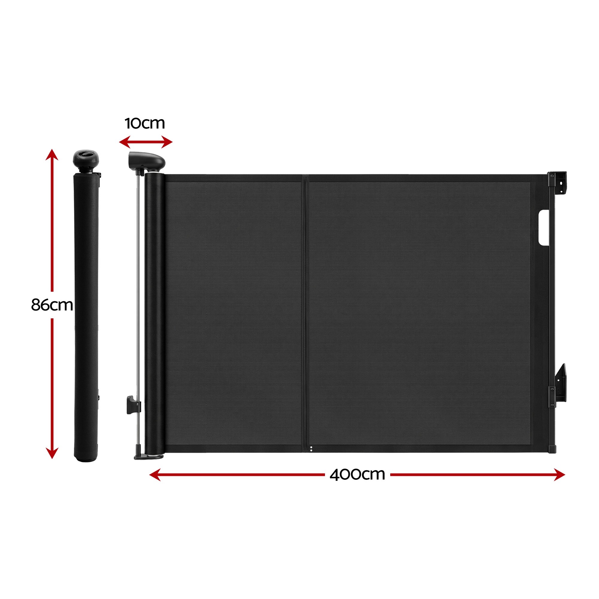 3 Keezi Retractable Gate Extends up to 400cm Baby Gate Pet Safety Fence Black - Black, 3 of 9